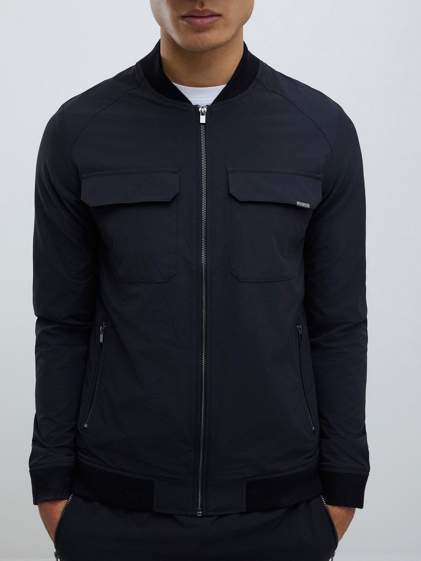 River Island Defined Muscle Fit Bomber - Black