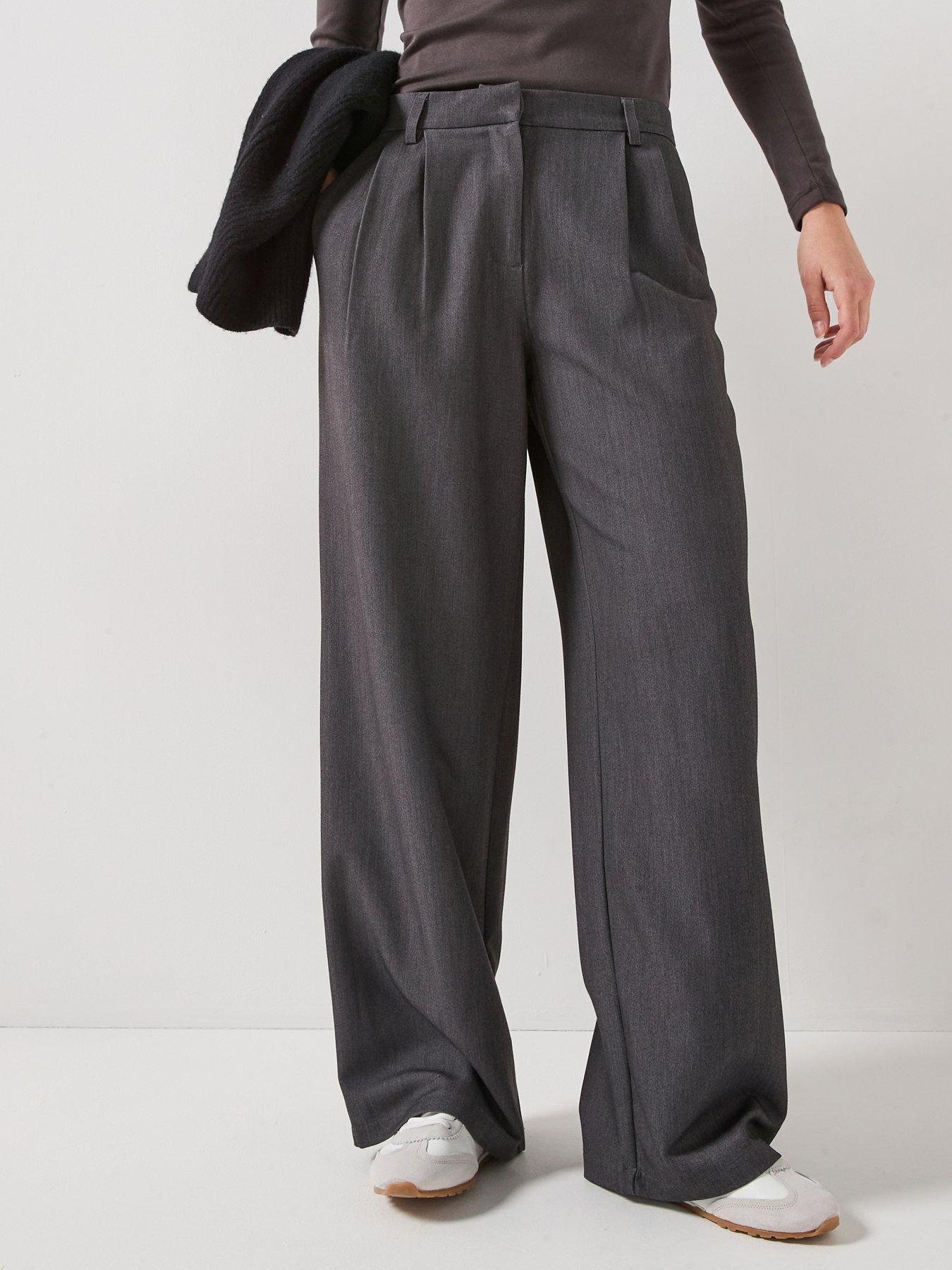only-hattie-high-waisted-pleated-straight-trouser-grey