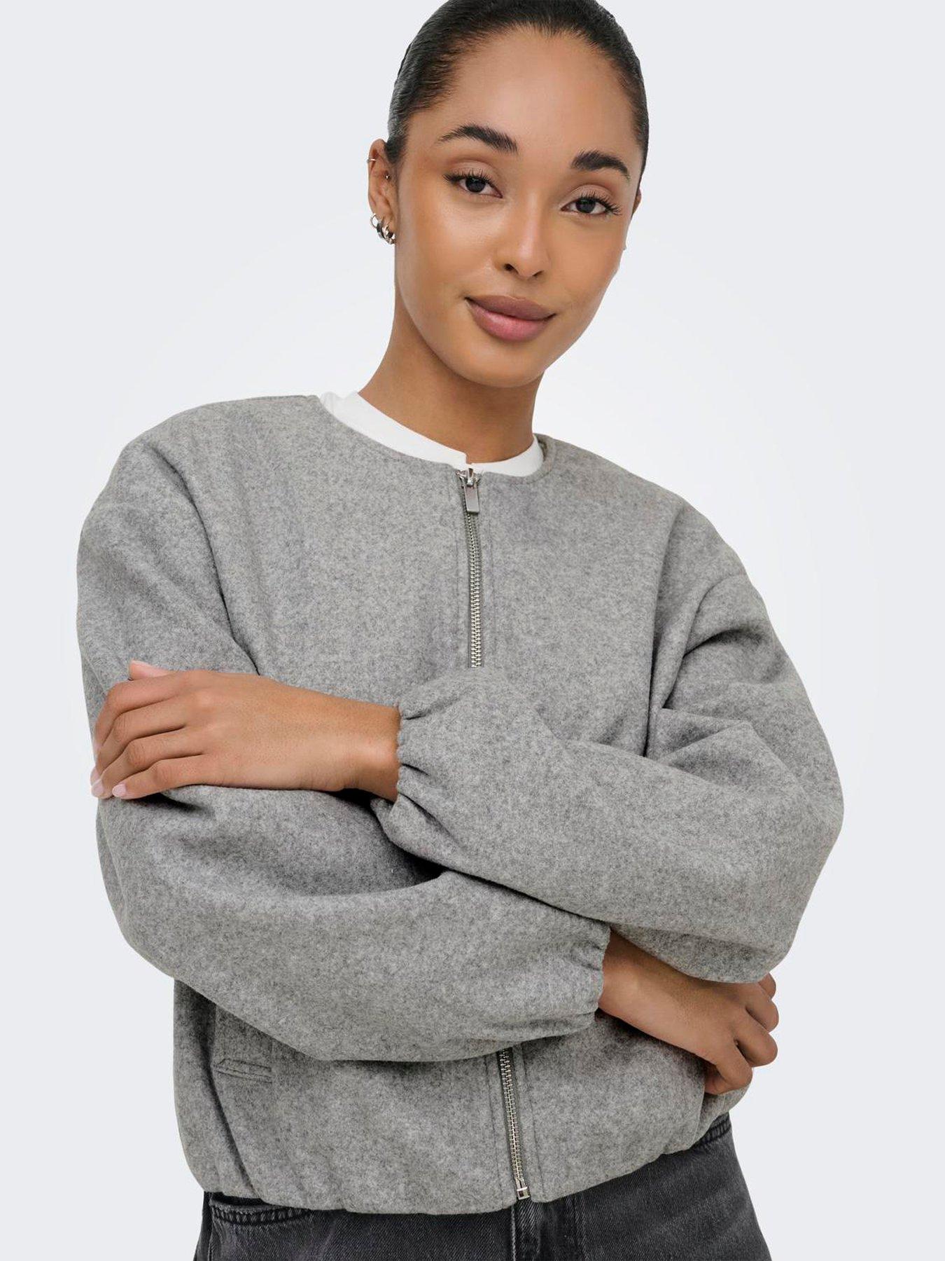 Image 1 of 5 of Only Long Sleeve Balloon Bomber Jacket - Light Grey