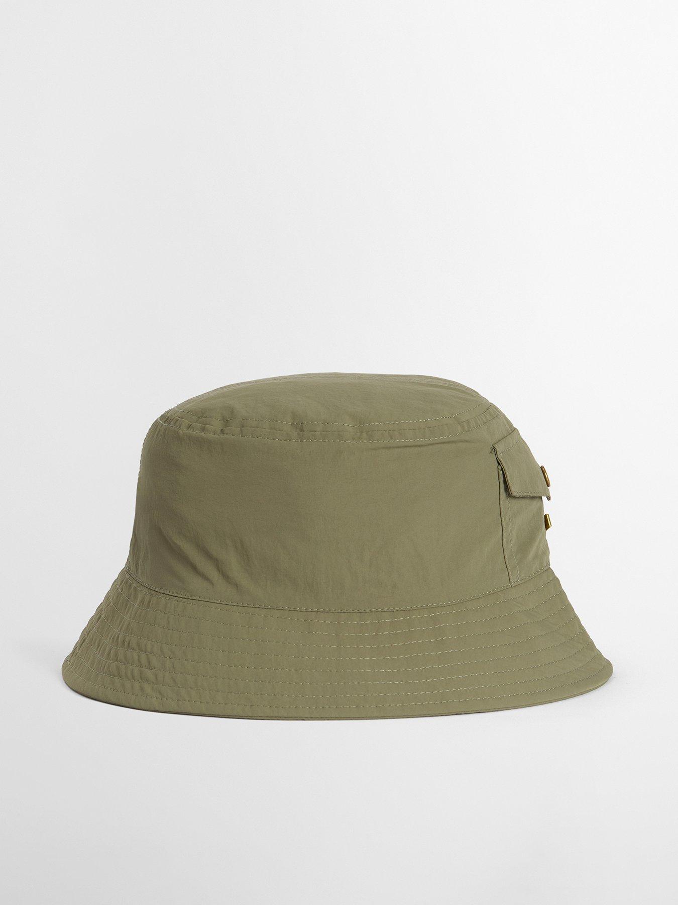 barbour-tracker-showerproof-bucket-hat-khaki-dark-greenfront