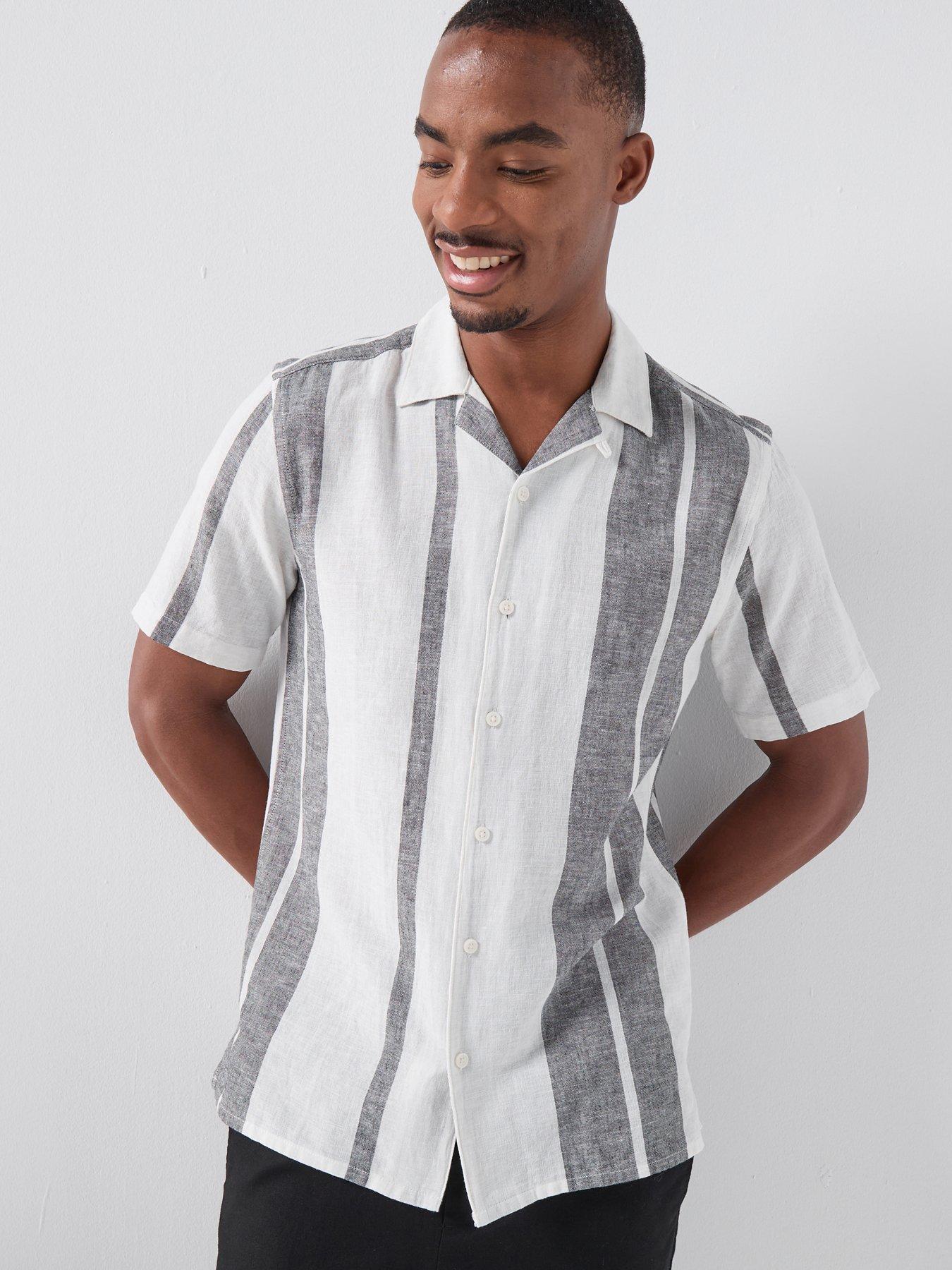 ONLY & SONS Only  &  Sons Caiden Stripe Linen Blend Short Sleeve Shirt