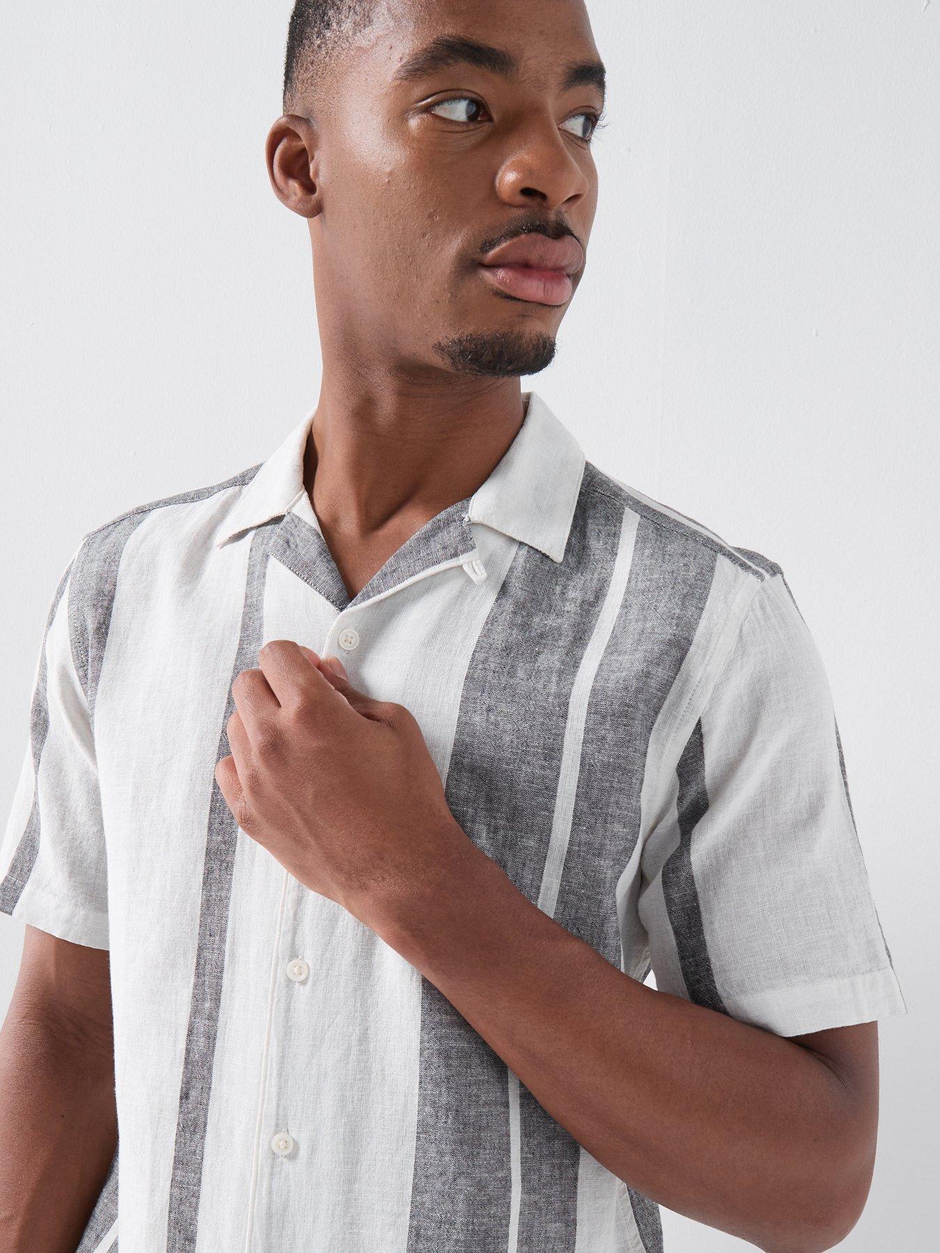 Image 4 of 5 of ONLY & SONS Caiden Stripe Linen Blend Short Sleeve Shirt - Cloud Dancer