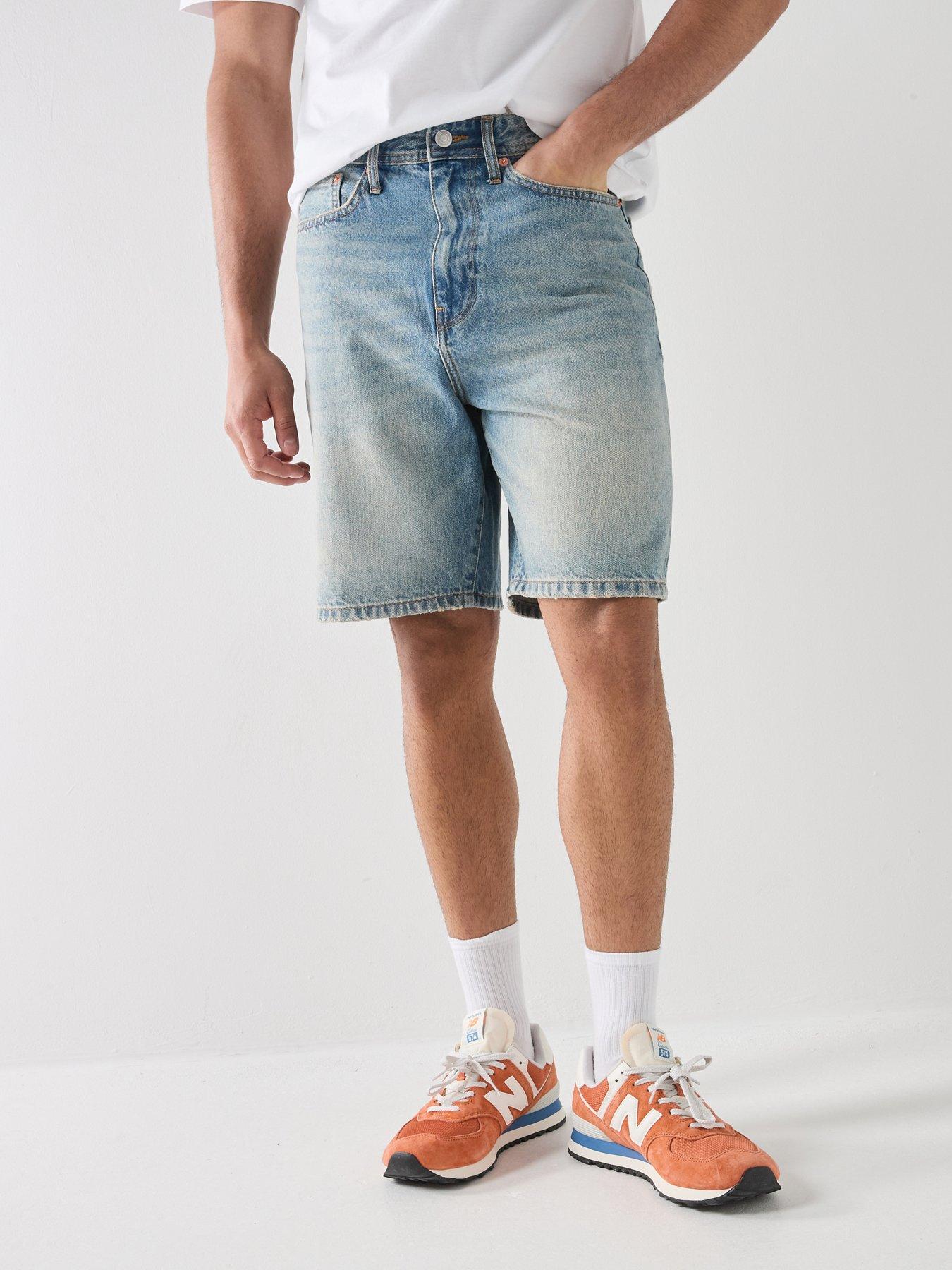 Image 1 of 6 of ONLY & SONS Fade Tint Denim Shorts - Blue