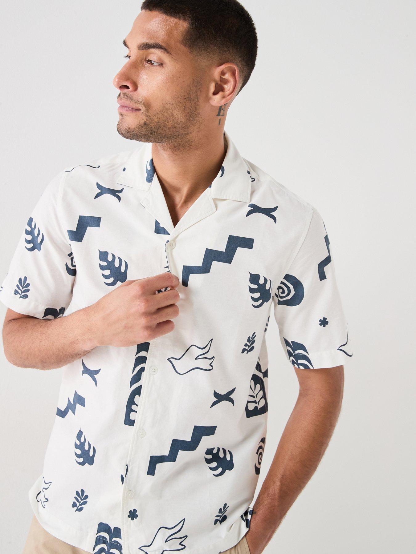 Image 1 of 5 of ONLY & SONS Resort Short Sleeve Shirt - White
