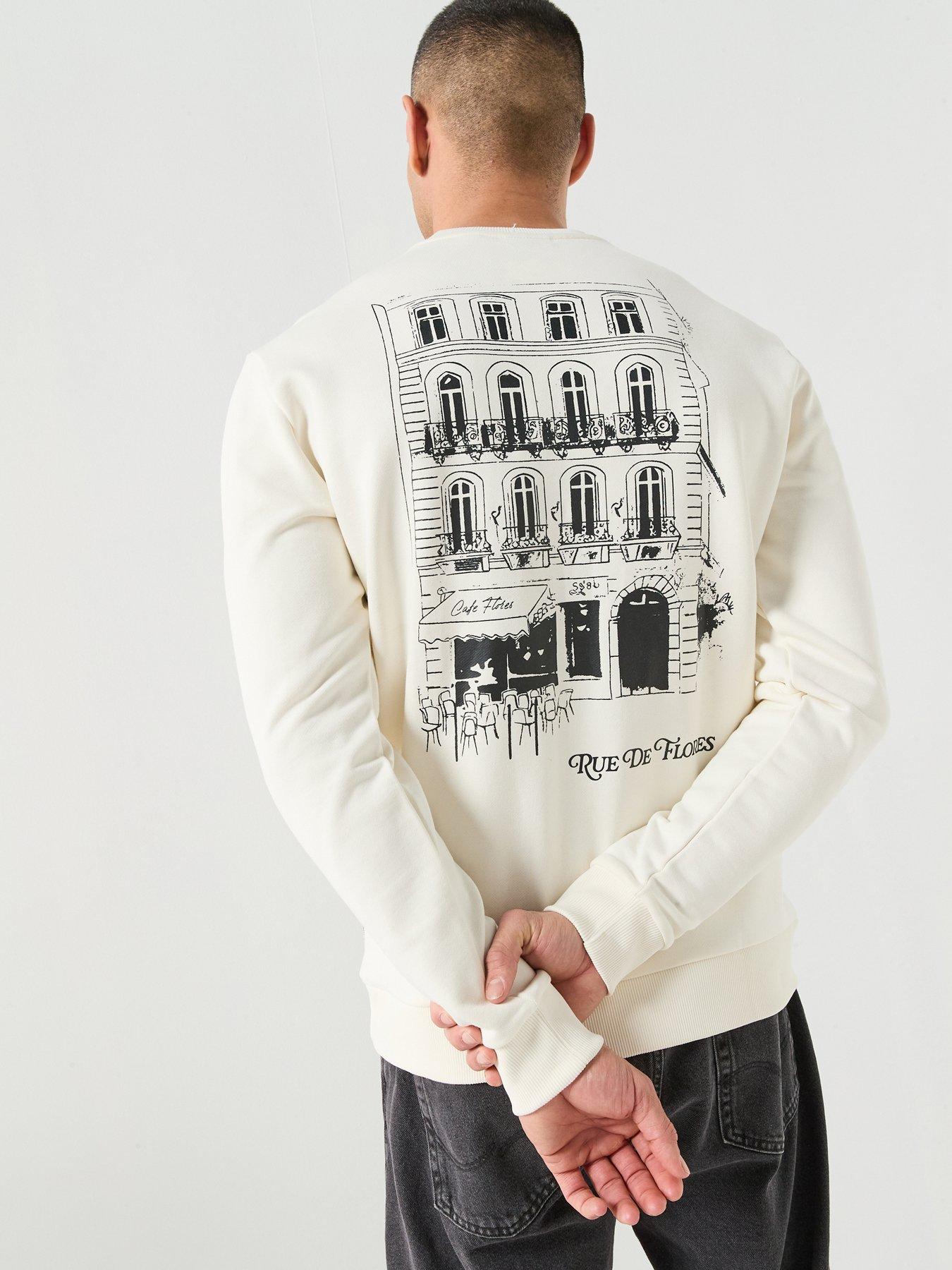 ONLY & SONS Back Graphic Crew 'Rue De Flores' Sweatshirt - Cream