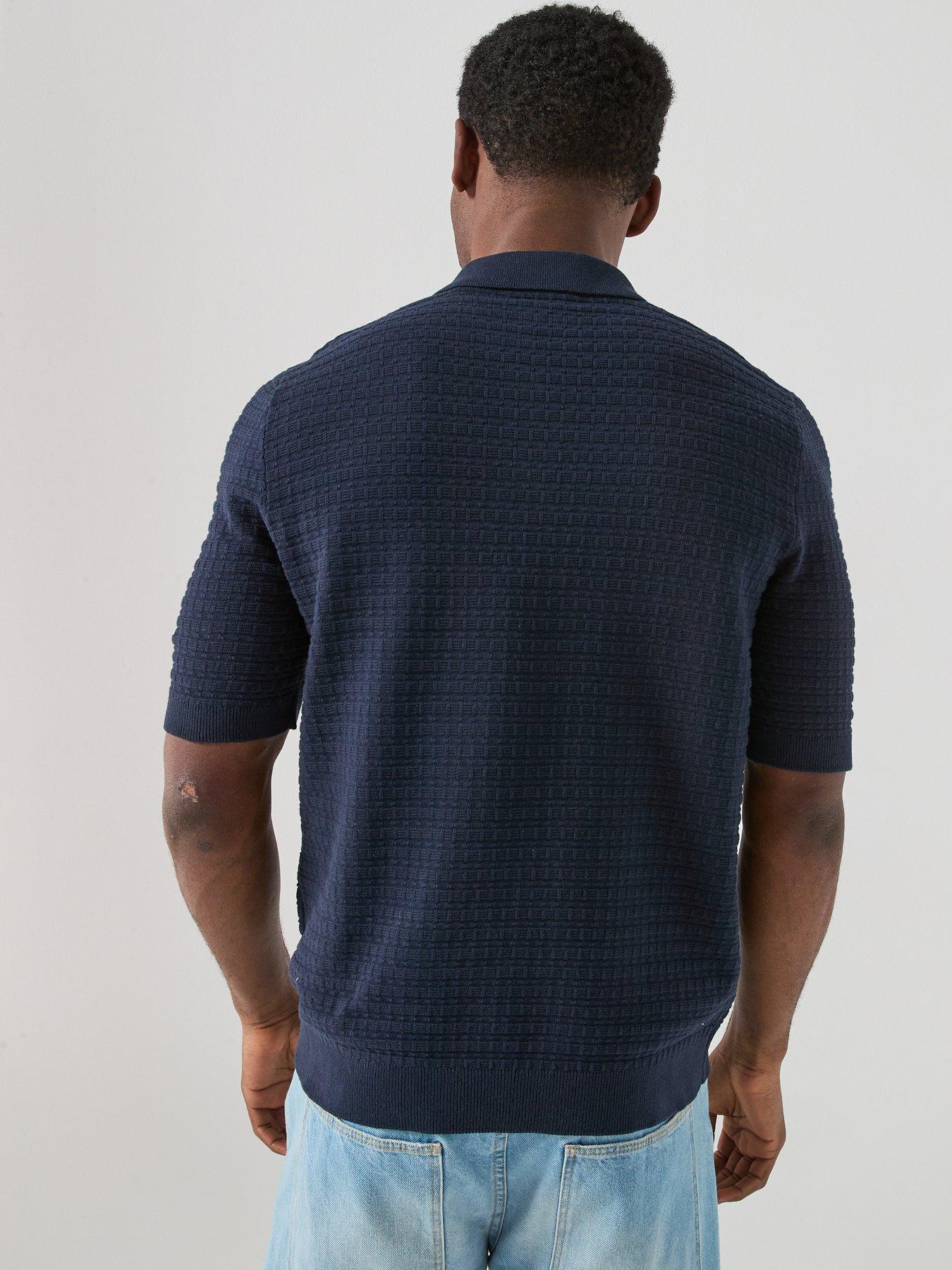 only-sons-menu-short-sleeve-structured-knitted-polo-shirt-navystillFront