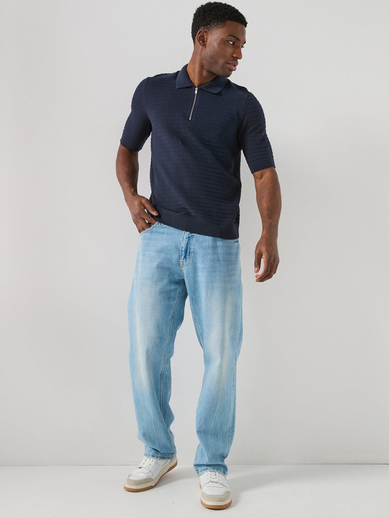 only-sons-menu-short-sleeve-structured-knitted-polo-shirt-navyback