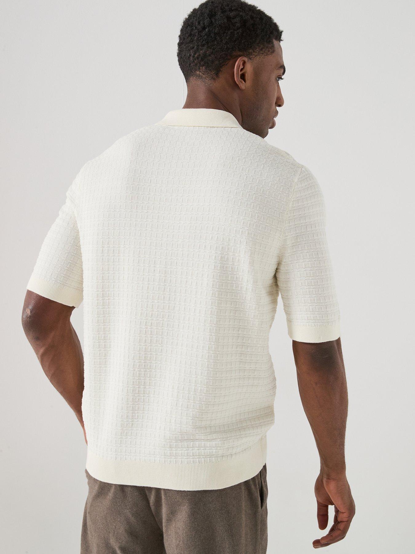 only-sons-menu-short-sleeve-structured-knitted-polo-shirt-creamstillFront