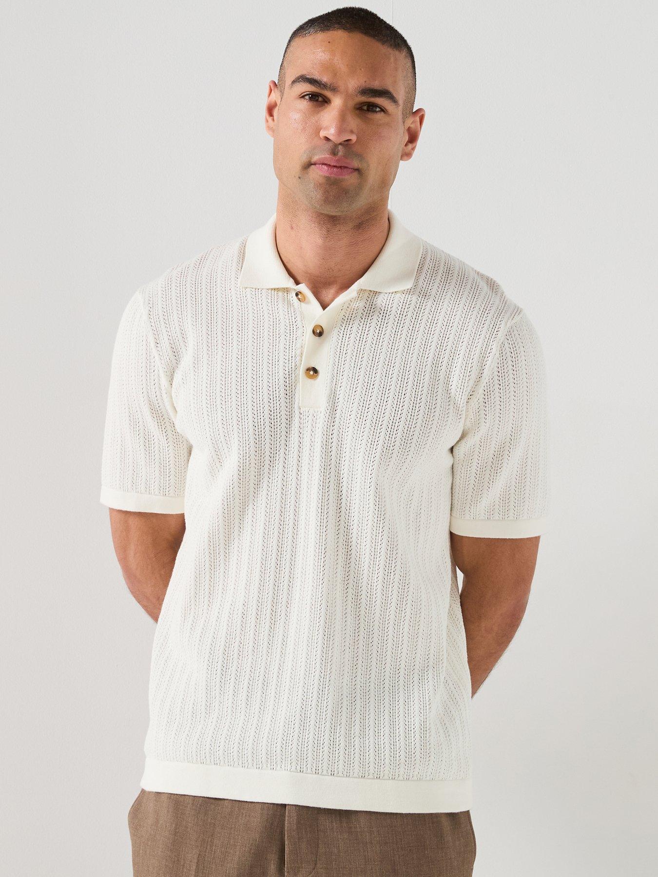 only-sons-moon-short-sleeve-knitted-polo-shirt-off-whitefront