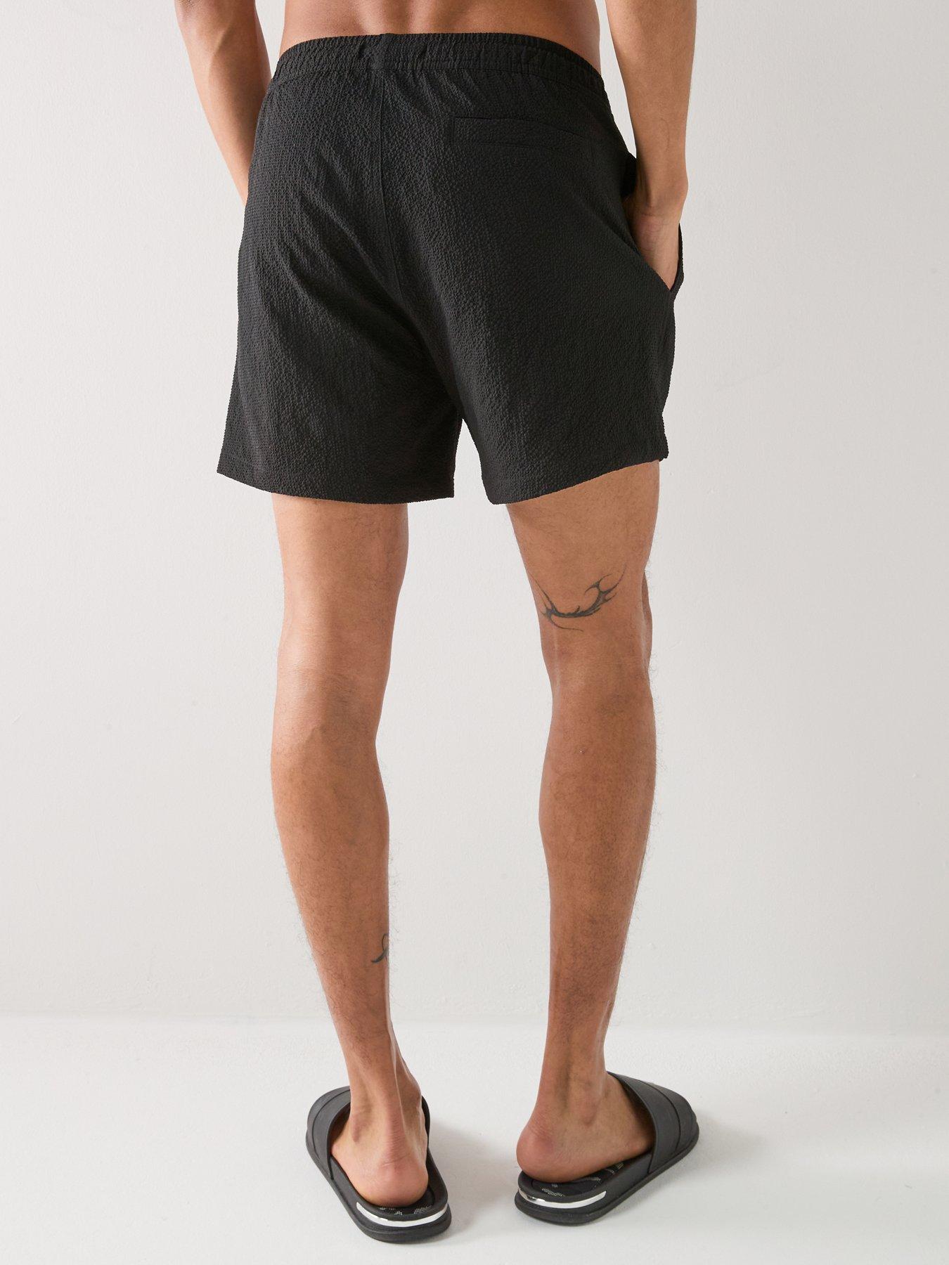 only-sons-ted-seersucker-swim-shorts-blackstillFront