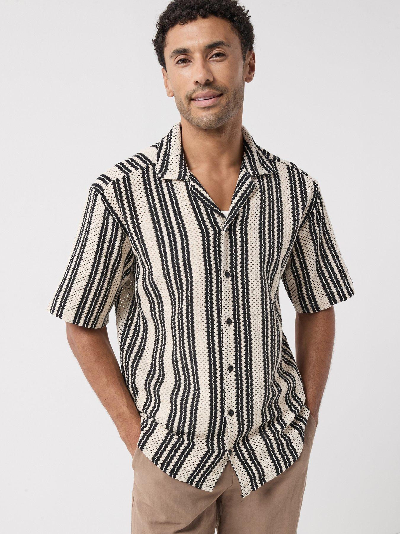 Image 1 of 6 of ONLY & SONS Dani Crochet Short Sleeve Shirt - Cloud Dancer