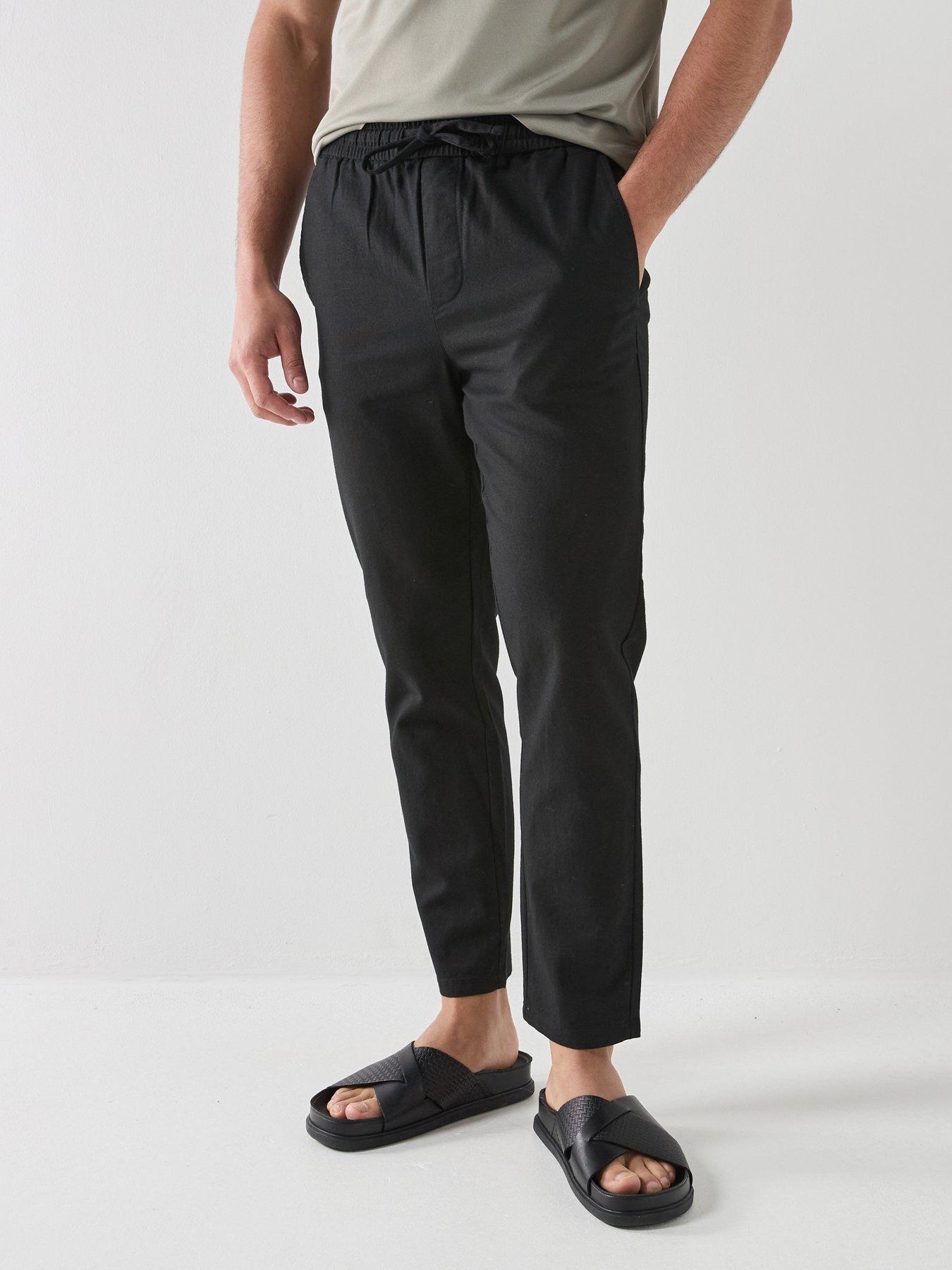Image 1 of 5 of ONLY & SONS Linus Linen Blend Trousers - Black