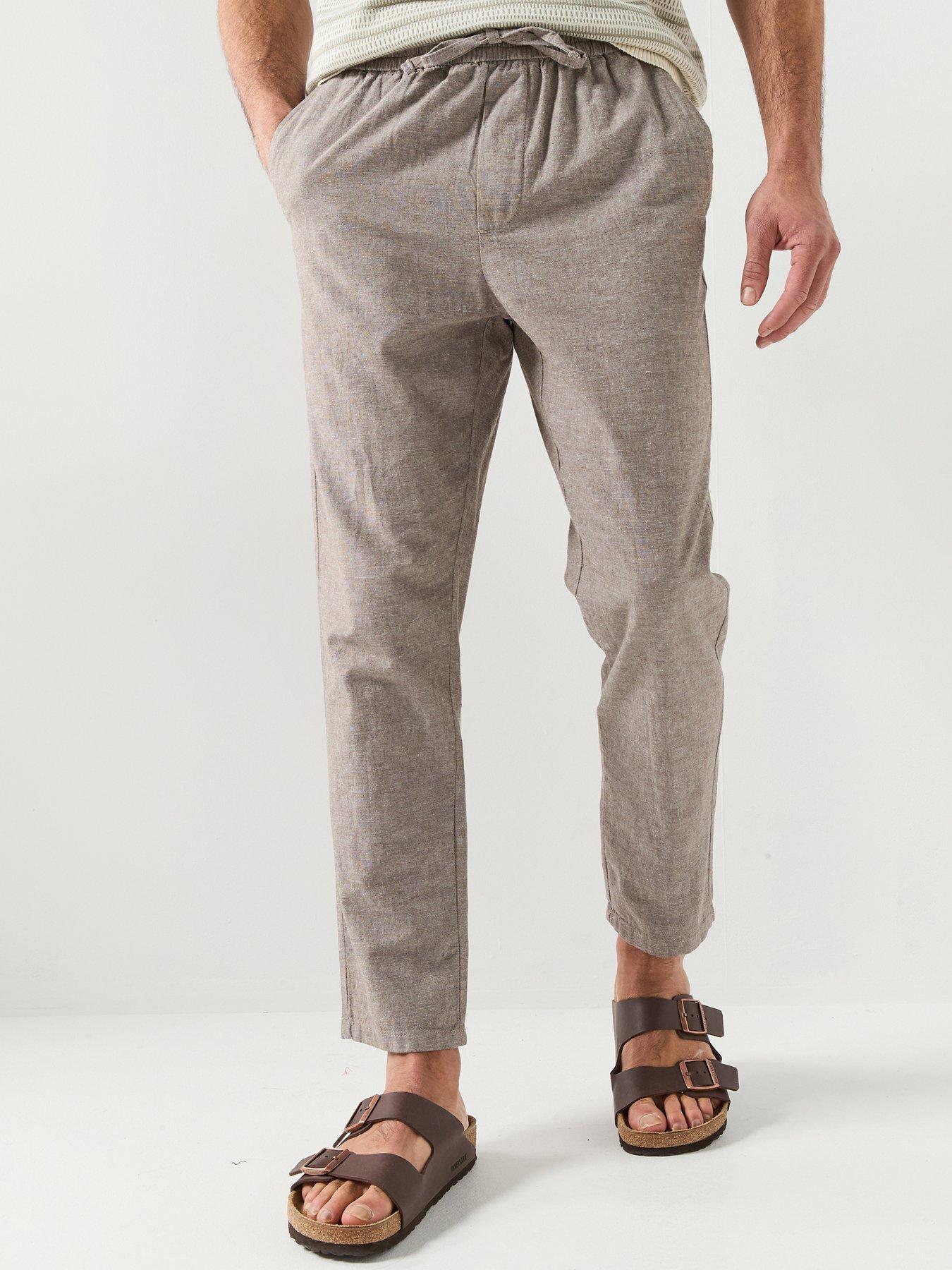 only-sons-linus-linen-blend-trousers-beige