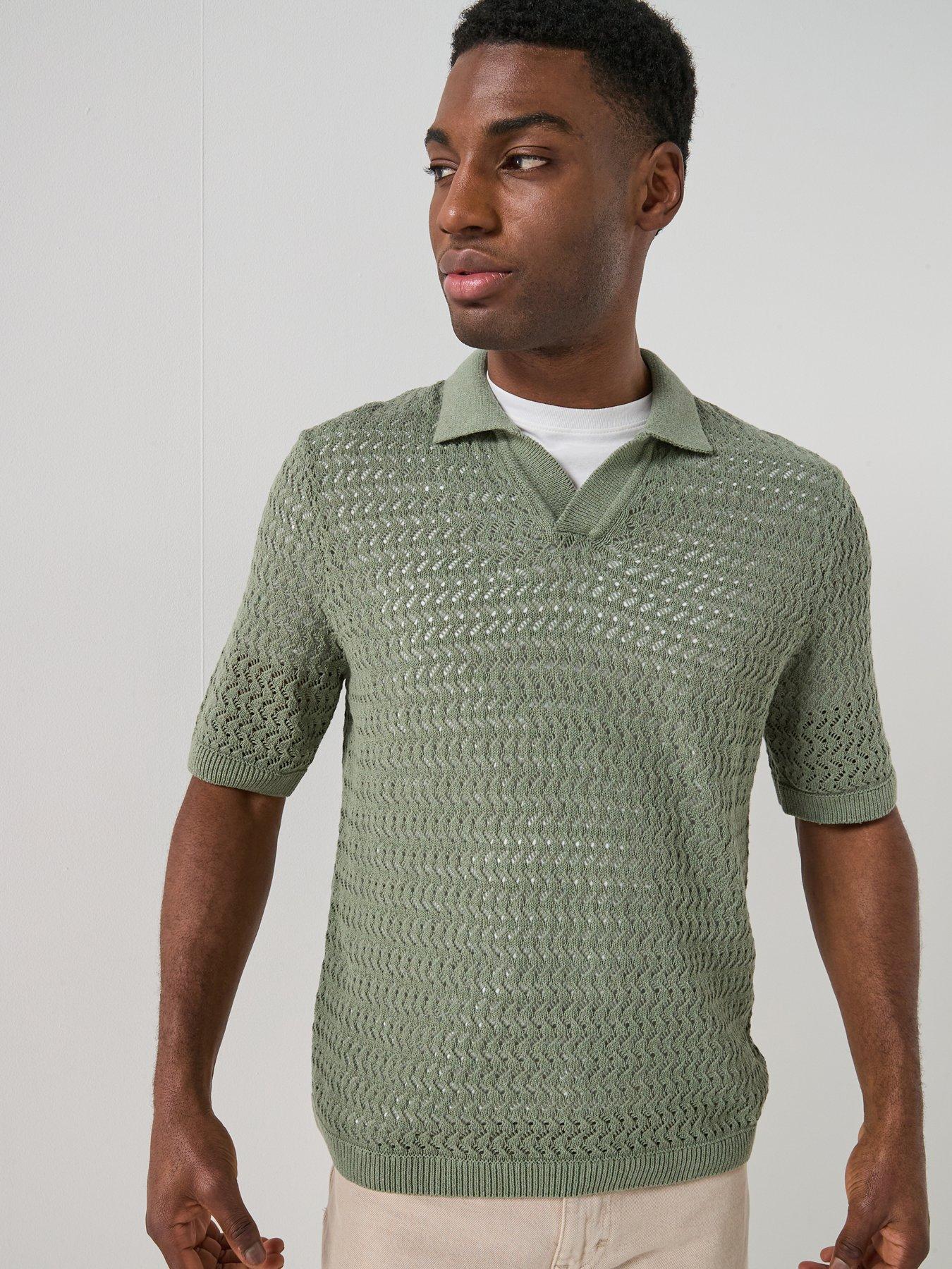 only-sons-nyle-life-short-sleeve-open-collar-knitted-polo-shirt-deep-lichen-green