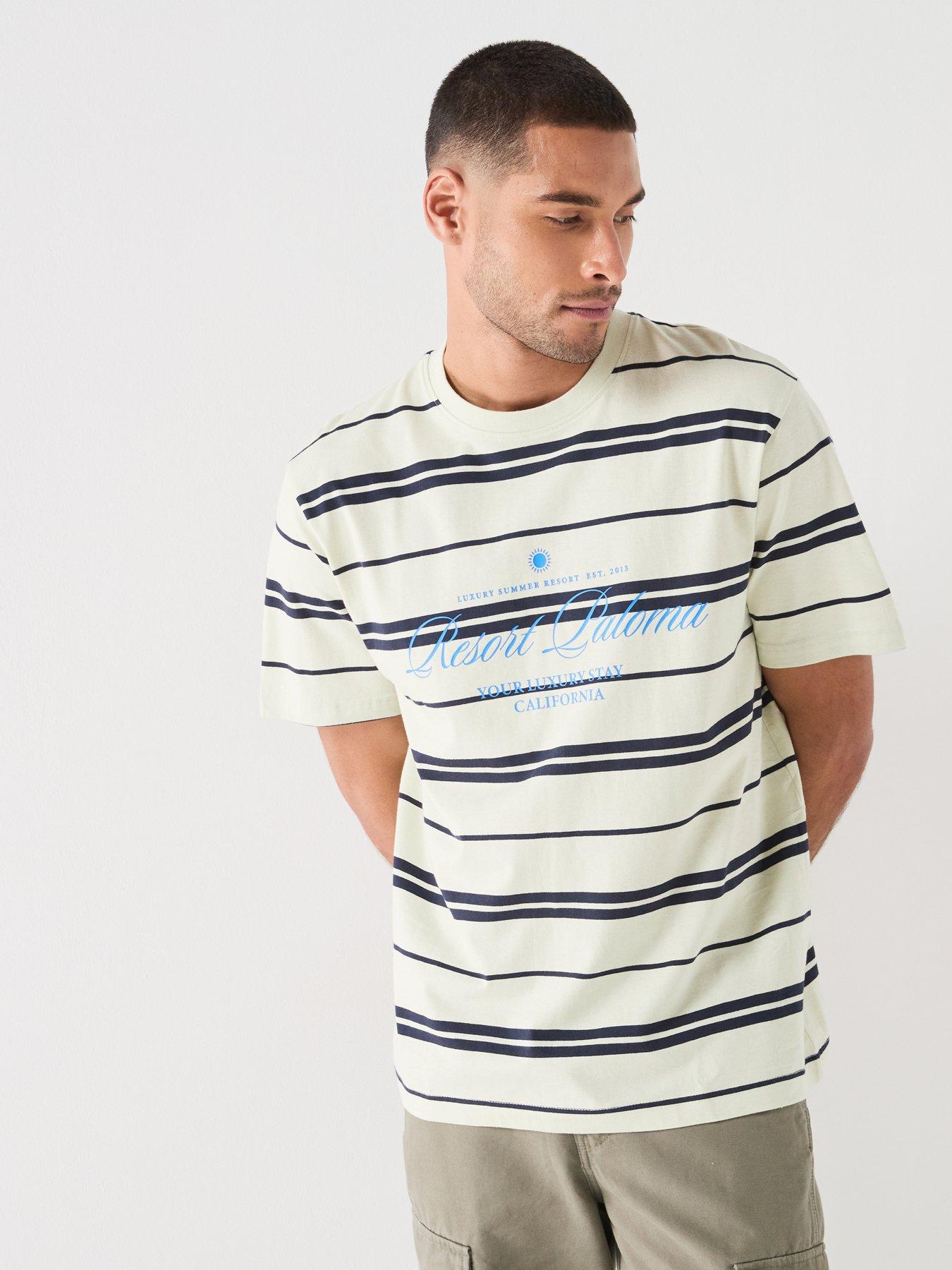 Image 1 of 6 of ONLY & SONS Stripe Graphic Short Sleeve T-Shirt - Multi