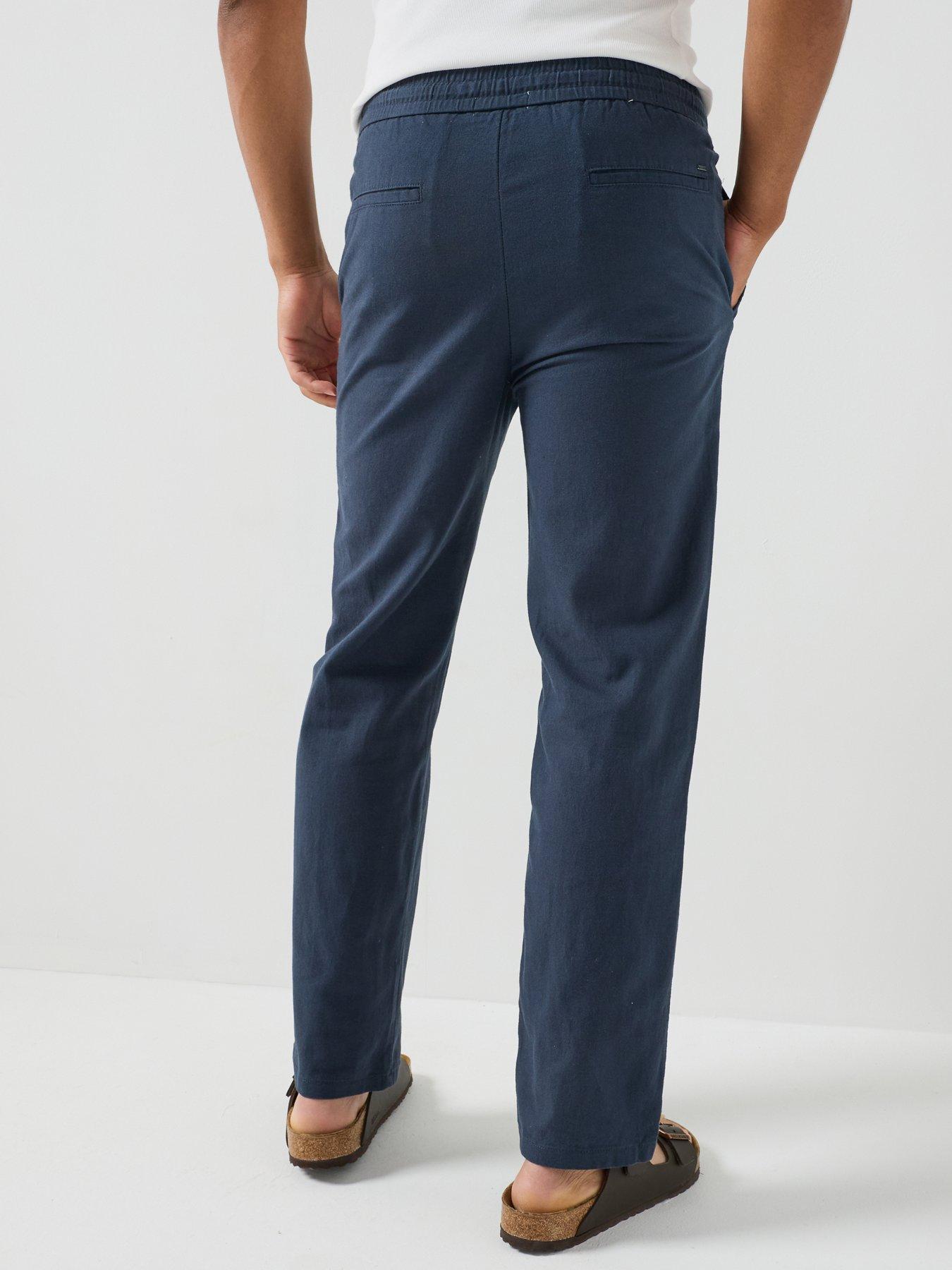 Image 2 of 5 of ONLY & SONS Sinus Loose Fit Linen Blend Trousers - Navy