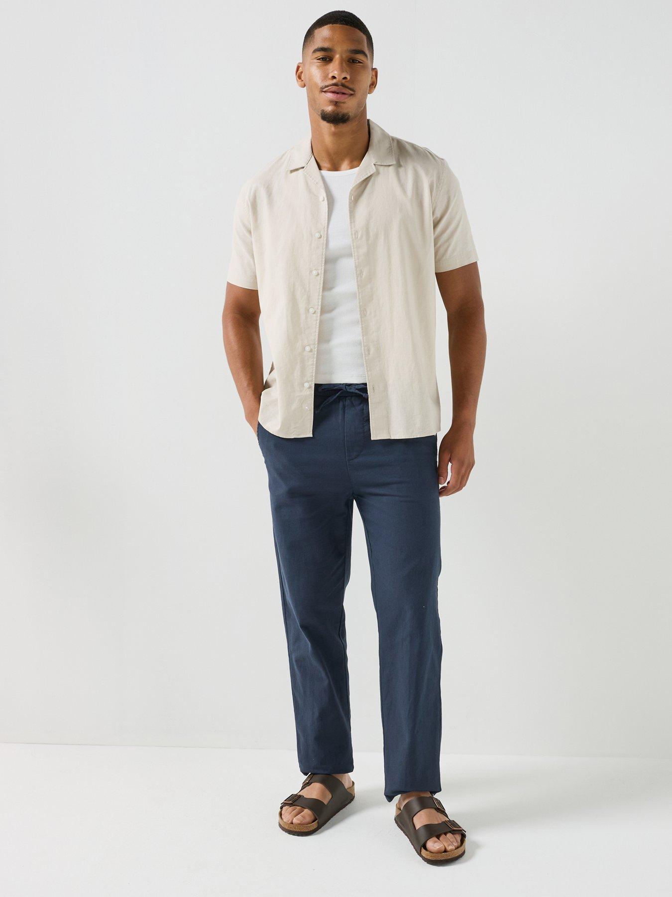 Image 3 of 5 of ONLY & SONS Sinus Loose Fit Linen Blend Trousers - Navy