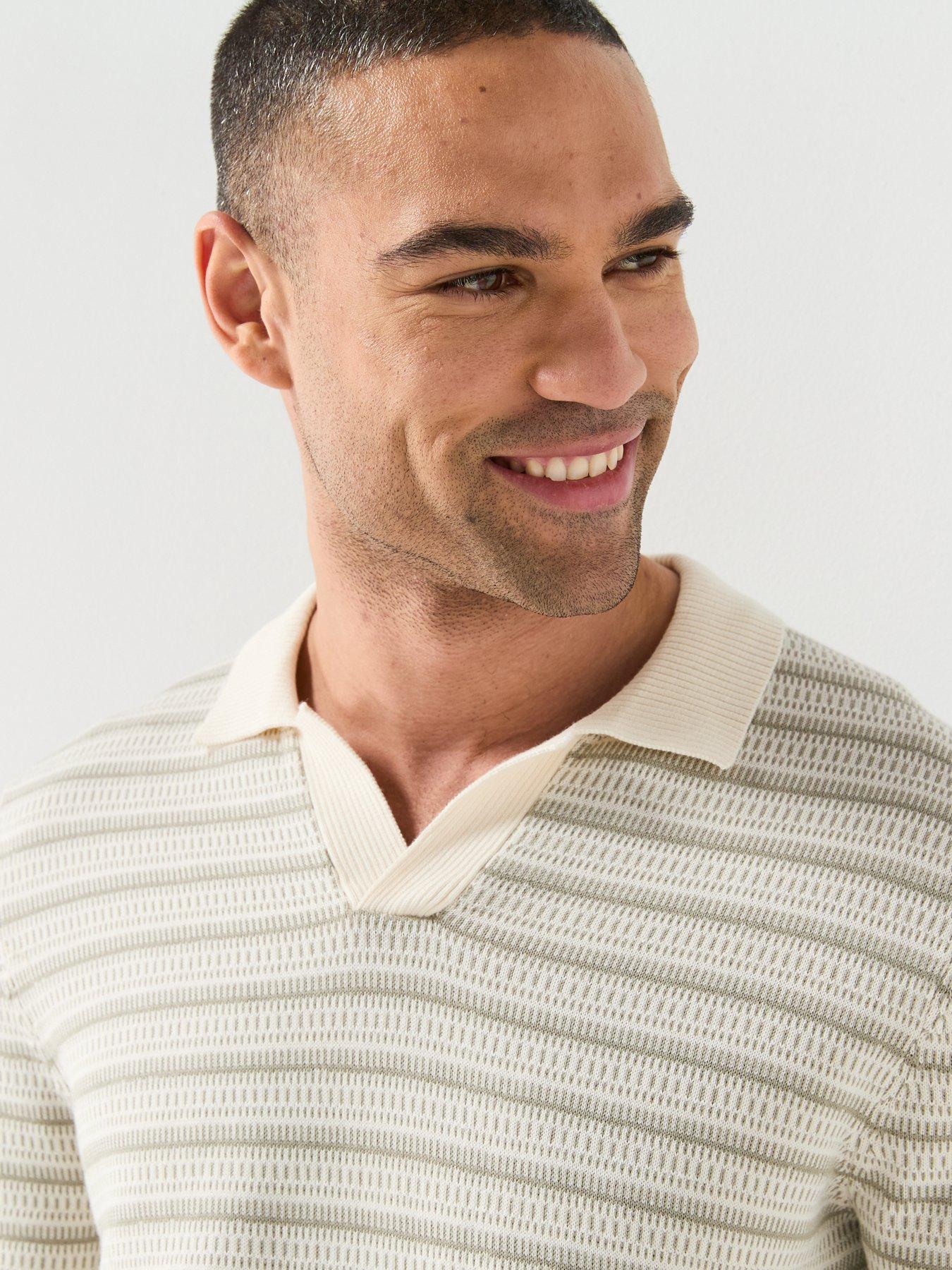 Image 4 of 5 of ONLY & SONS Tilo Open Collar Knitted Polo Shirt - Beige