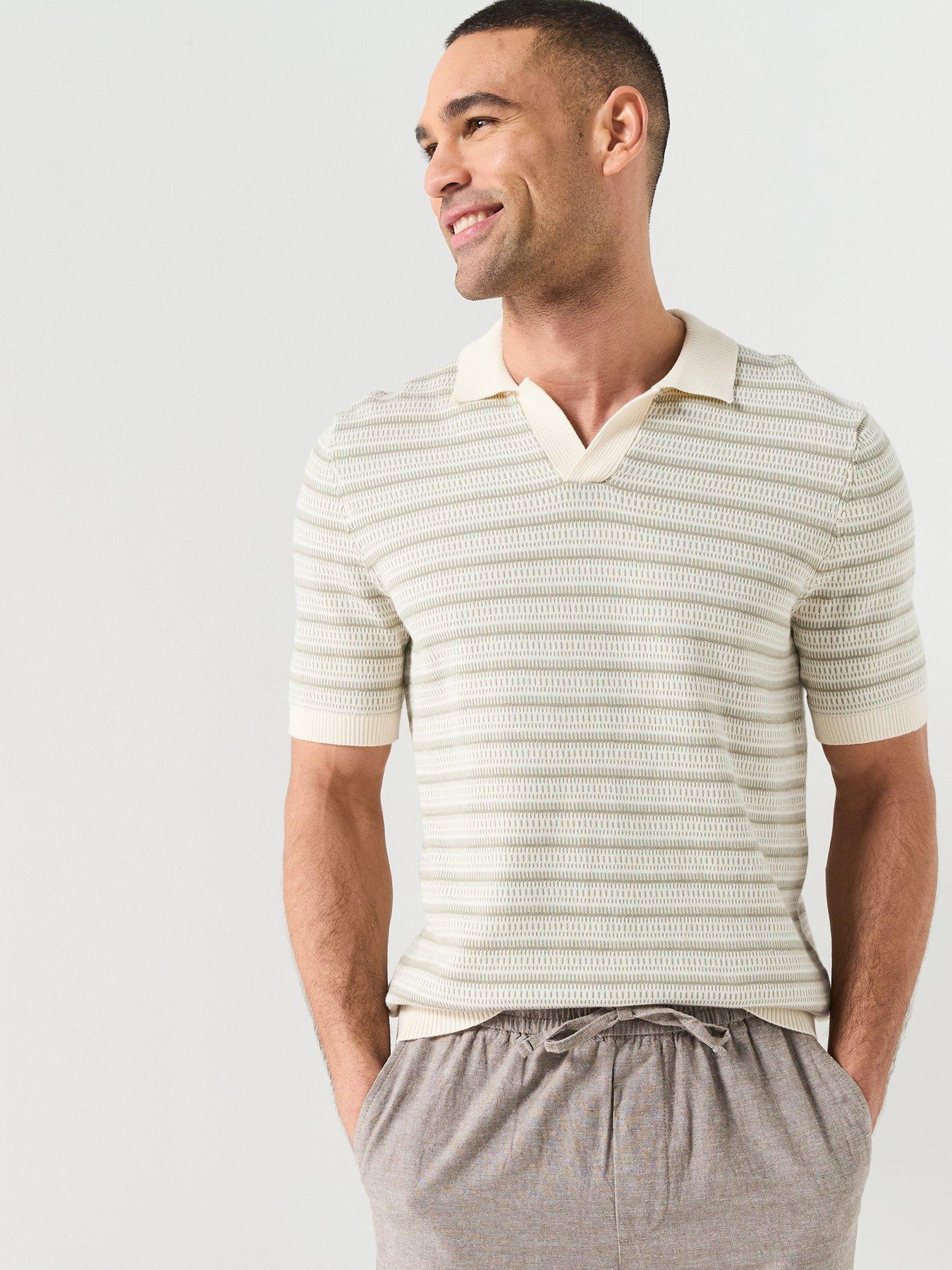 Image 5 of 5 of ONLY & SONS Tilo Open Collar Knitted Polo Shirt - Beige