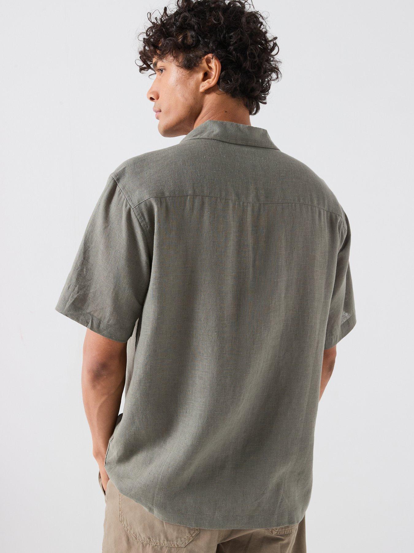 Image 2 of 6 of ONLY & SONS Laurence Short Sleeve Linen Blend Resort Shirt - Grey