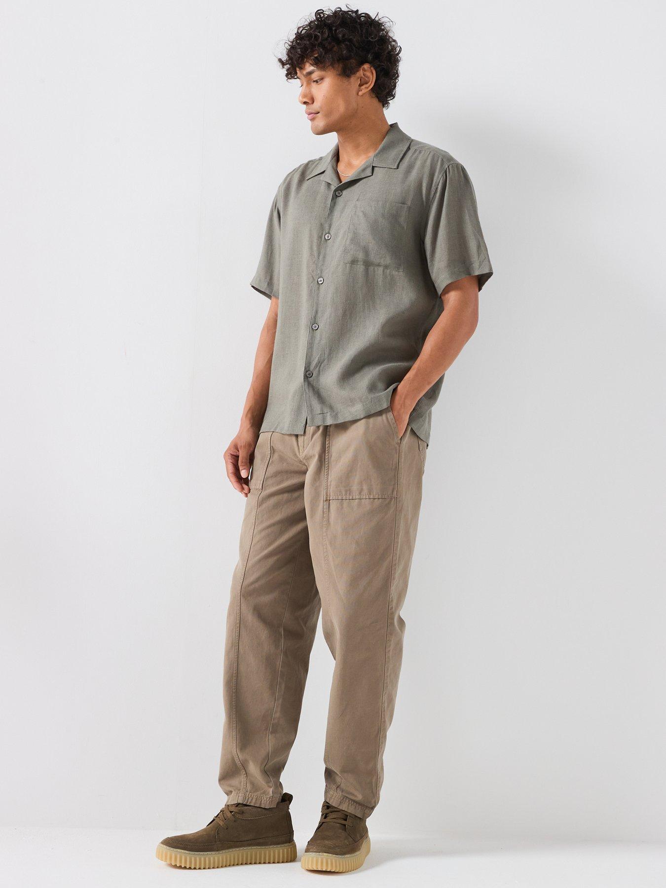 Image 3 of 6 of ONLY & SONS Laurence Short Sleeve Linen Blend Resort Shirt - Grey