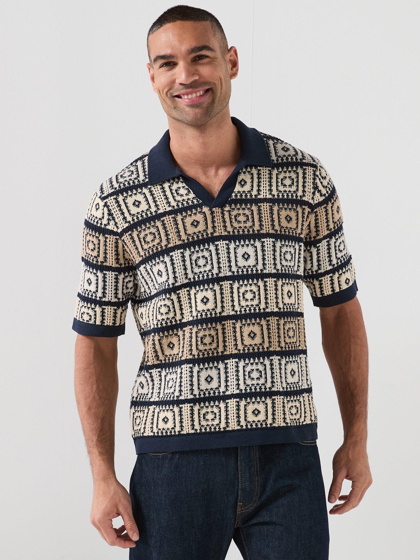 only-sons-bart-short-sleeve-knitted-polo-shirt-navyfront