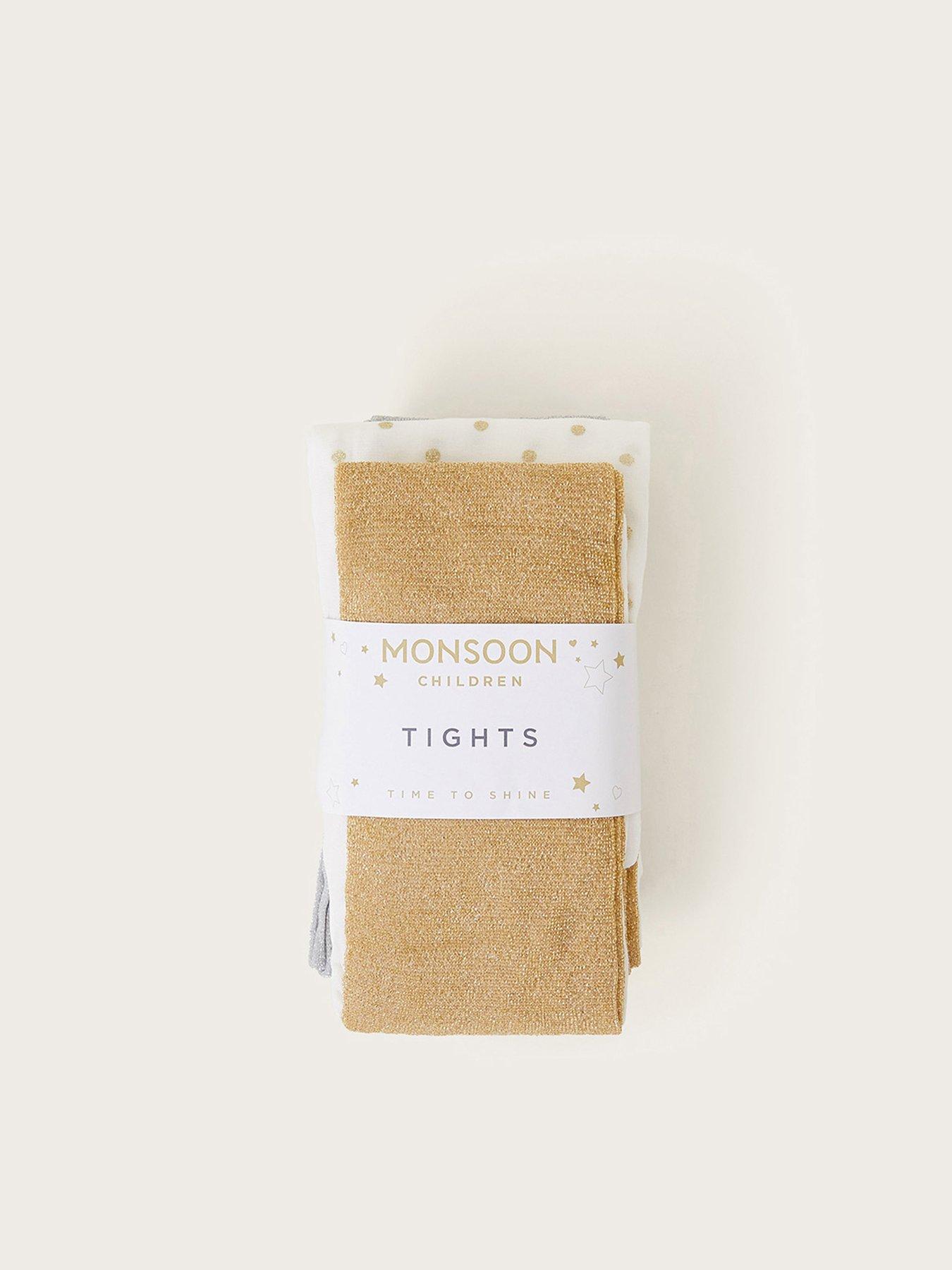 Monsoon Girls 3 Pack Glitter Spot Tights - Multi