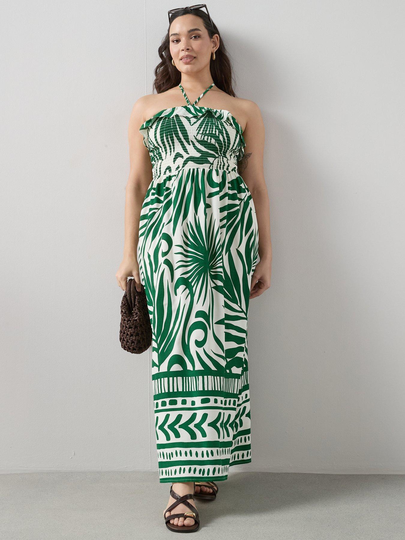 The Very Collection Curve Shirred Bandeau Midaxi Dress - Bright Floral