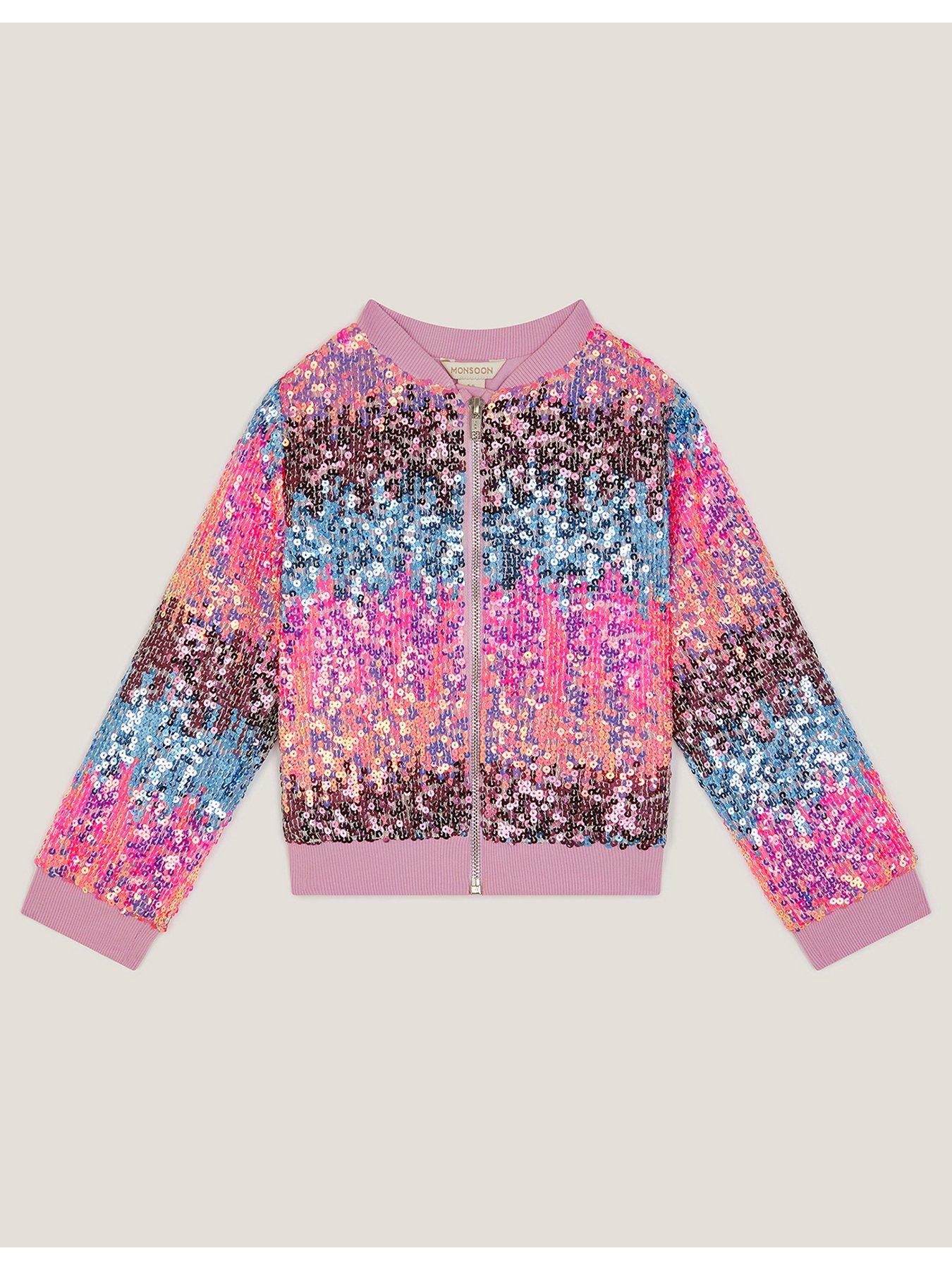 Monsoon Girls Ombre Sequin Bomber Jacket - Multi