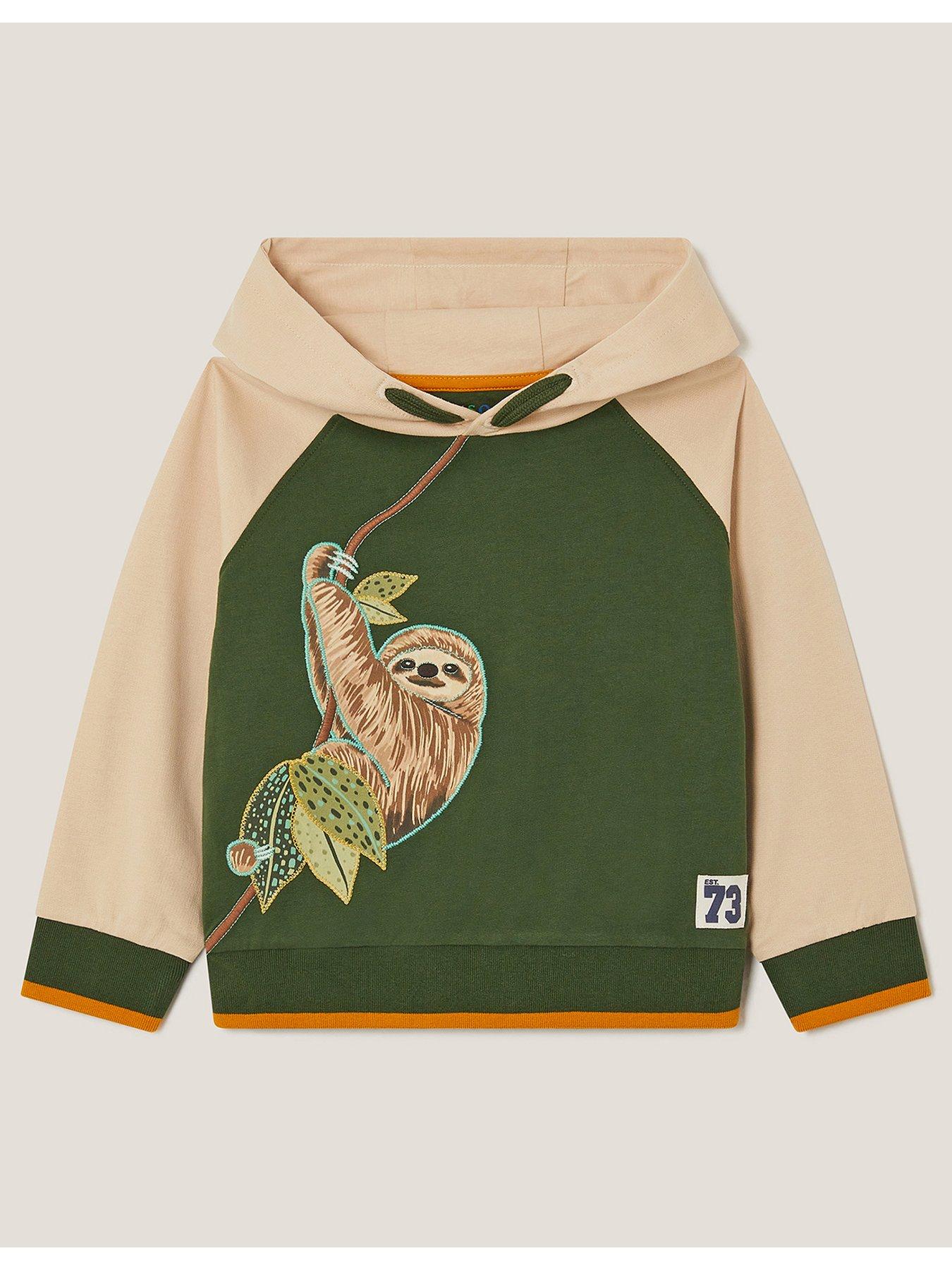 monsoon-boys-sloth-hoodie-khaki