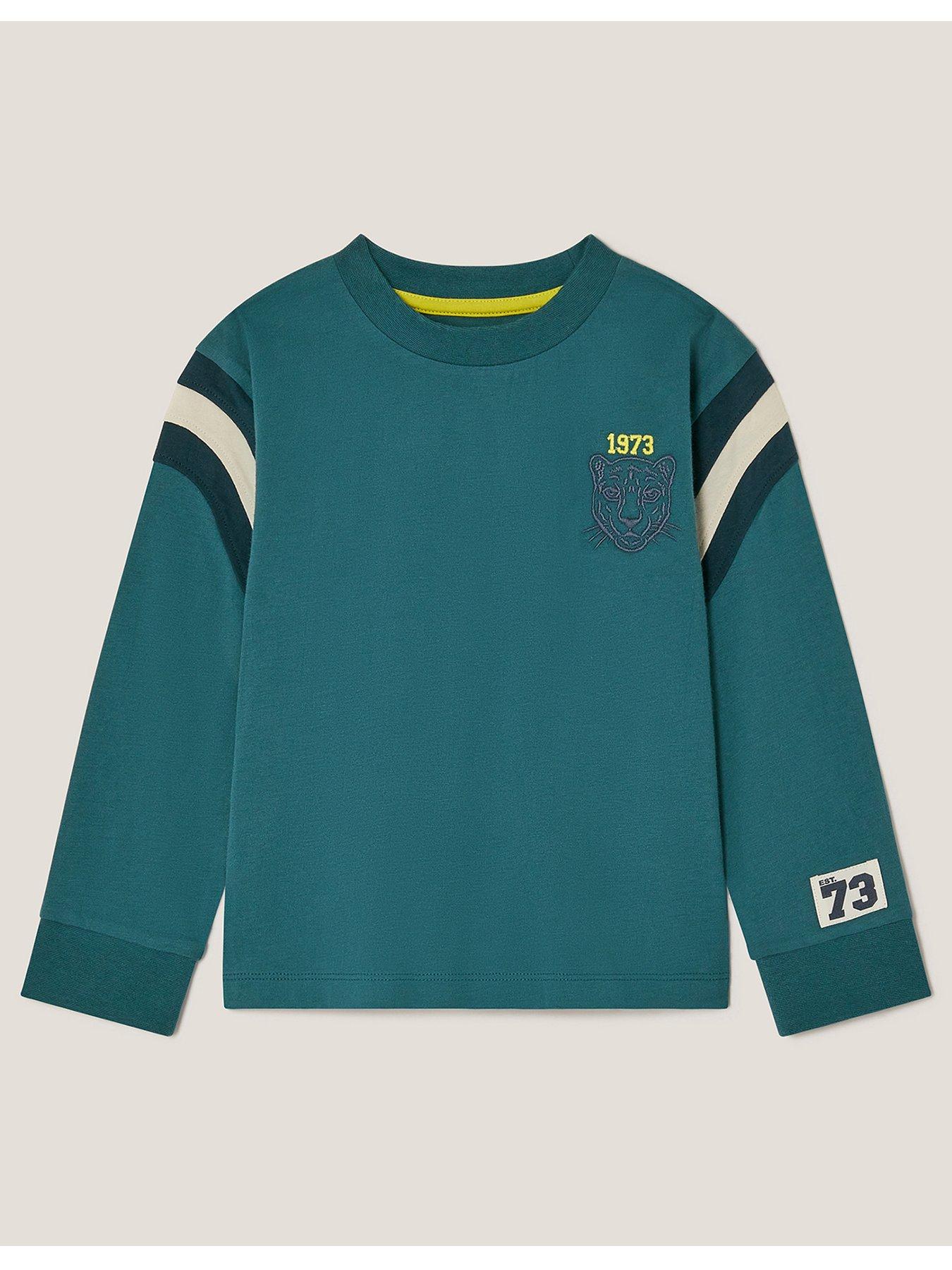 Monsoon Boys Long Sleeve Tshirt With Embroidered Logo - Blue