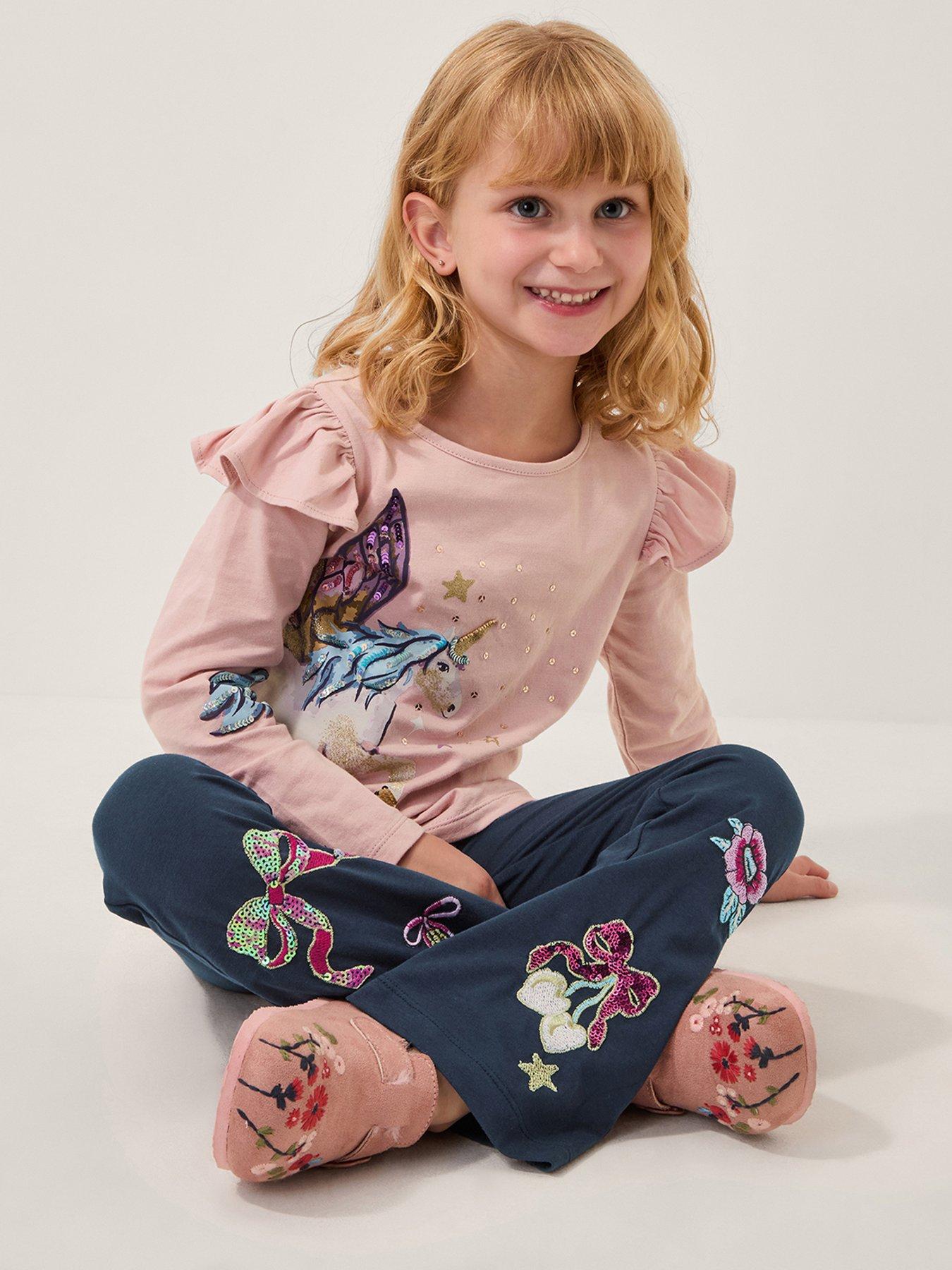 Monsoon Girls Long Sleeve Unicorn Tshirt - Purple