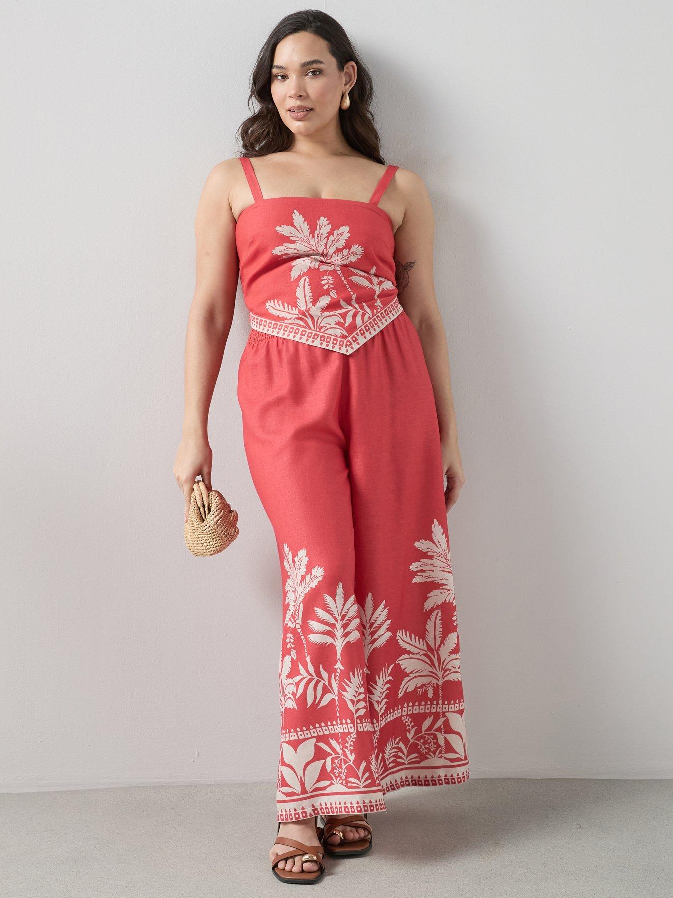The Very Collection Curve Border Wide Leg Trouser Co-Ord - Print