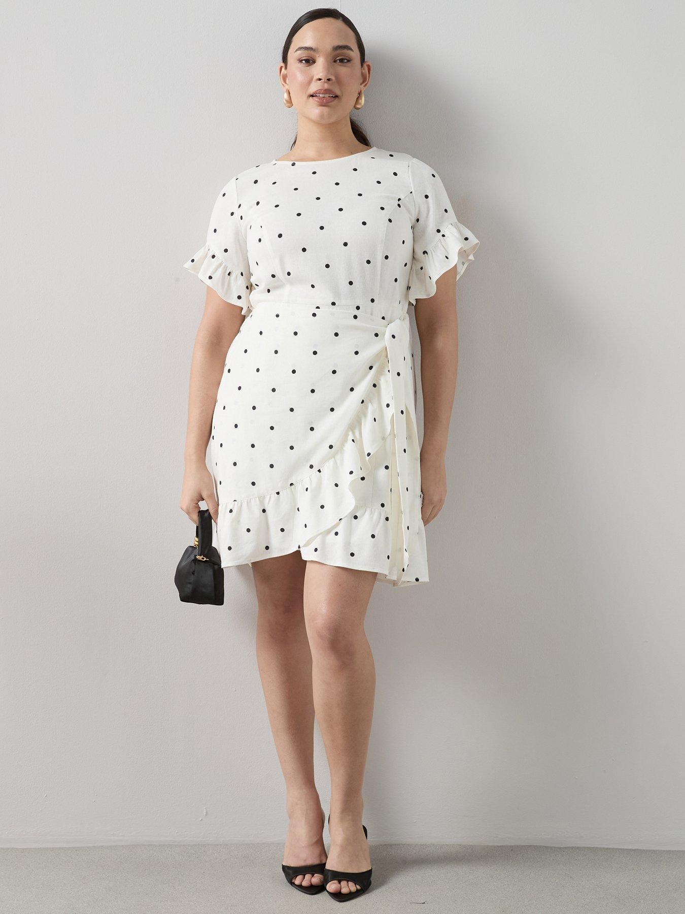 The Very Collection Curve Polka Dot Wrap Skirt Mini Dress - Print
