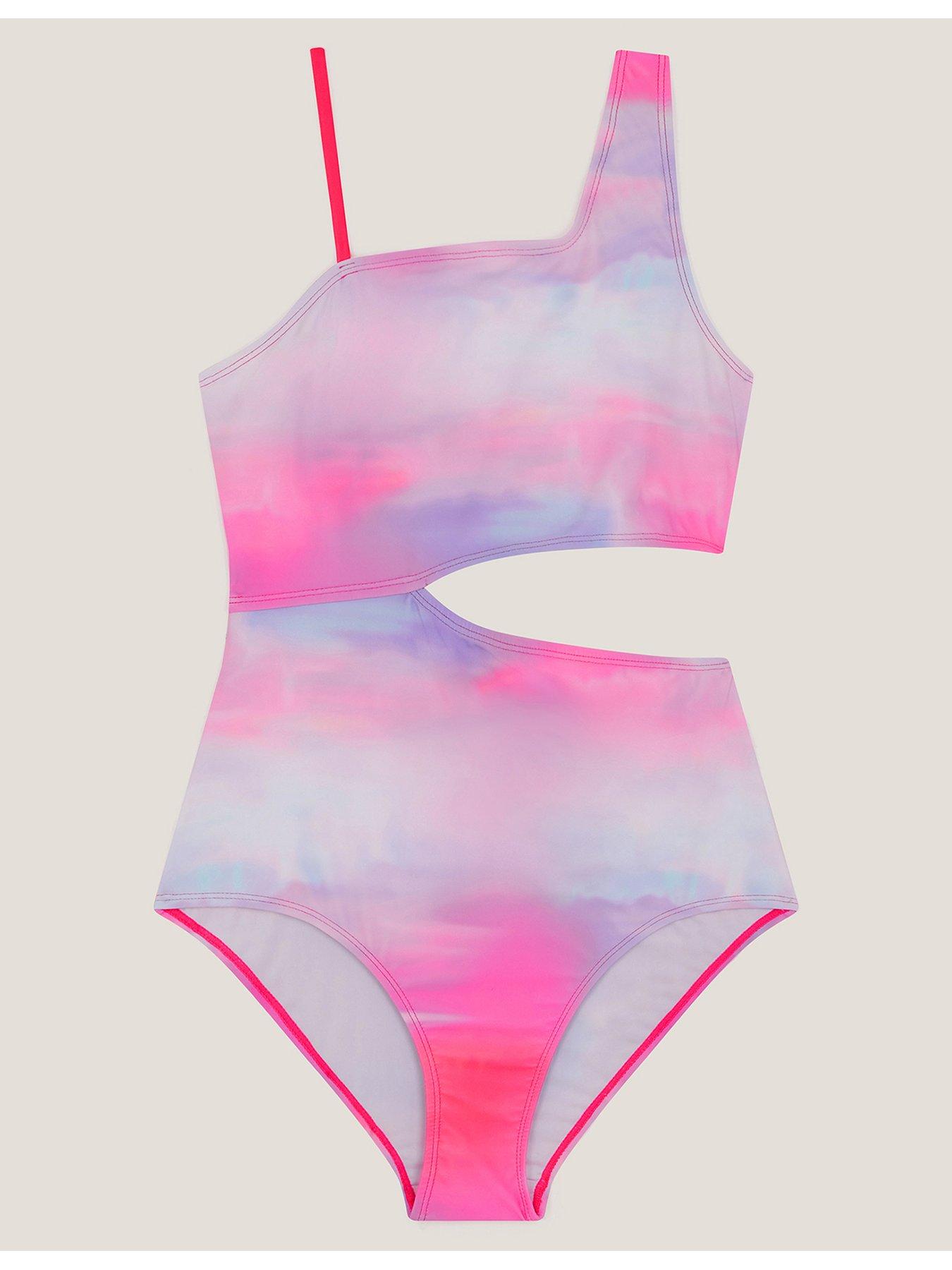 Monsoon Girls Storm Ombre Aysmmetrical Swimsuit - Pink