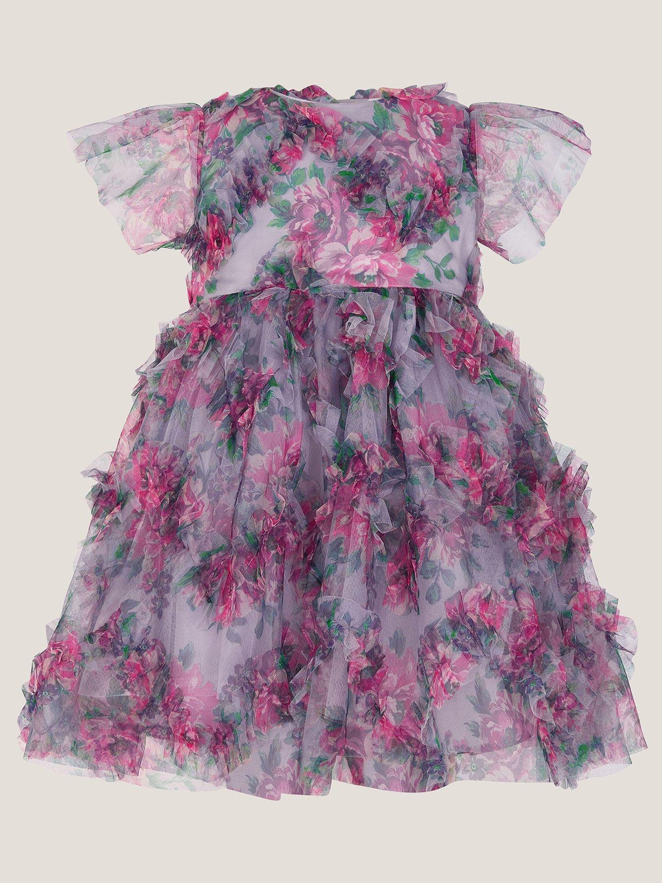 Monsoon Baby Girls Peony Roma Dress - Light Purple