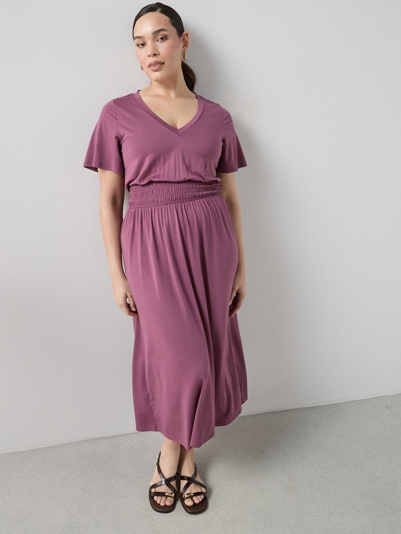 The Very Collection Curve Shirred Waist Stretch Short Sleeve Midi Dress