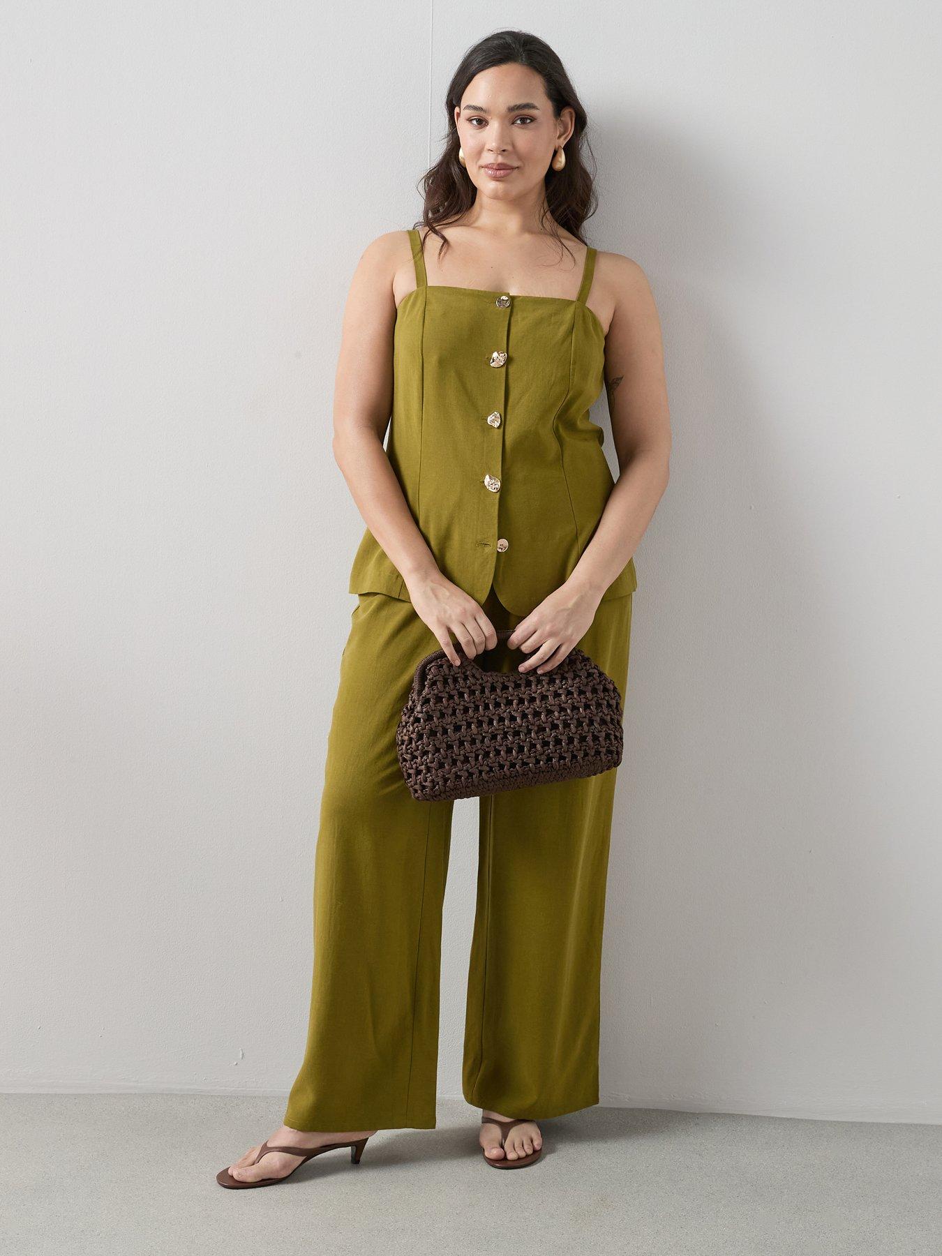 Image 1 of 6 of The Very Collection Curve Wide Leg Co-Ord Trouser - Khaki