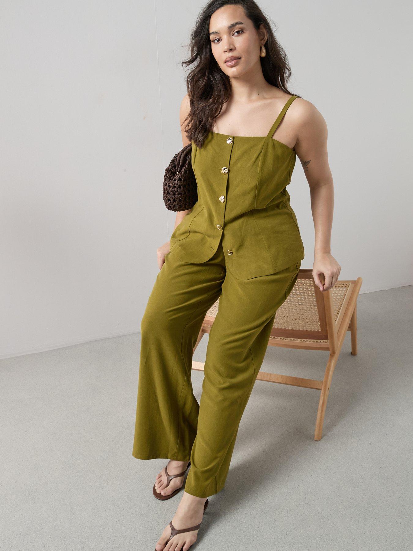 Image 5 of 6 of The Very Collection Curve Wide Leg Co-Ord Trouser - Khaki