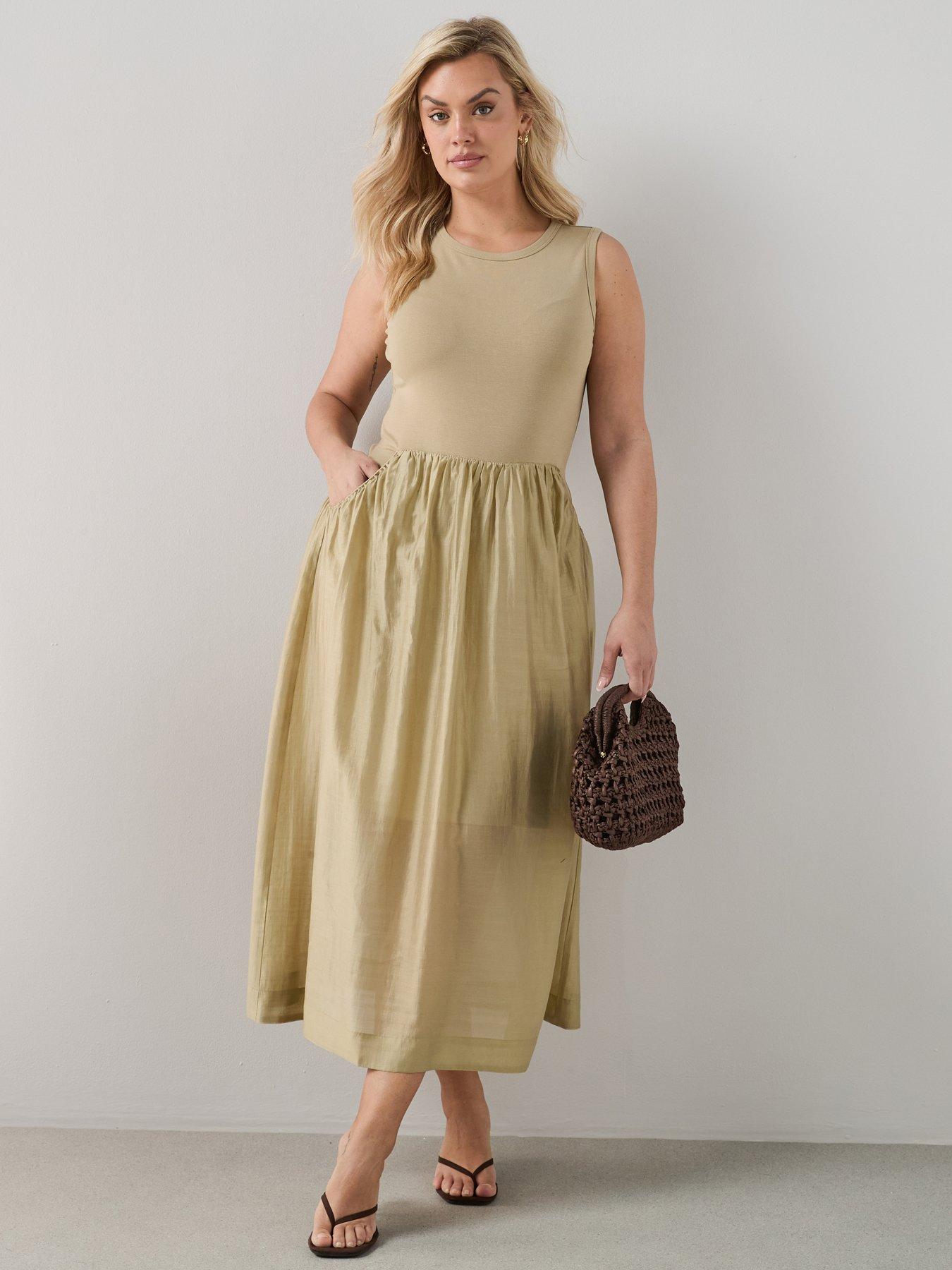 The Very Collection Curve Woven Skirt Midaxi Dress - Green