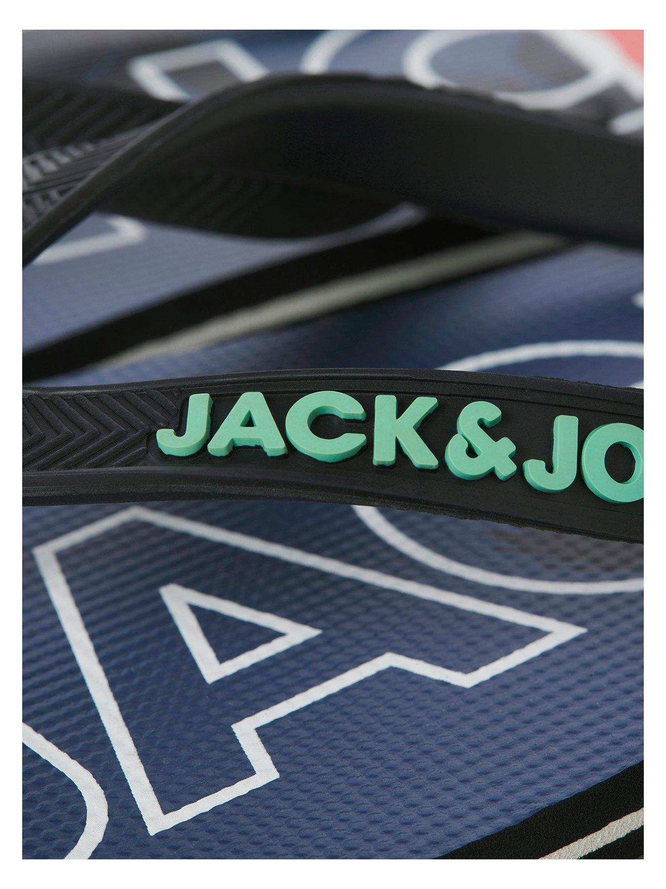 Image 5 of 6 of Jack & Jones Print Flip Flops - Navy