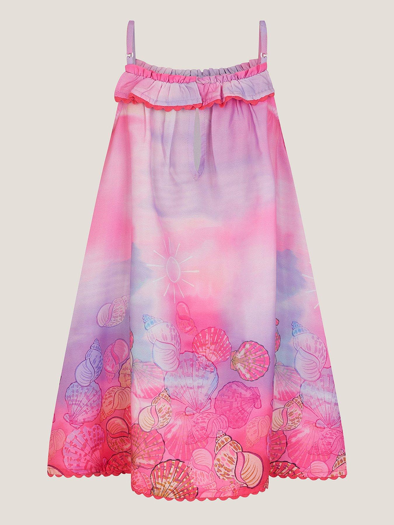Image 2 of 3 of Monsoon Girls Ditsy Shell Swing Dress - Pink