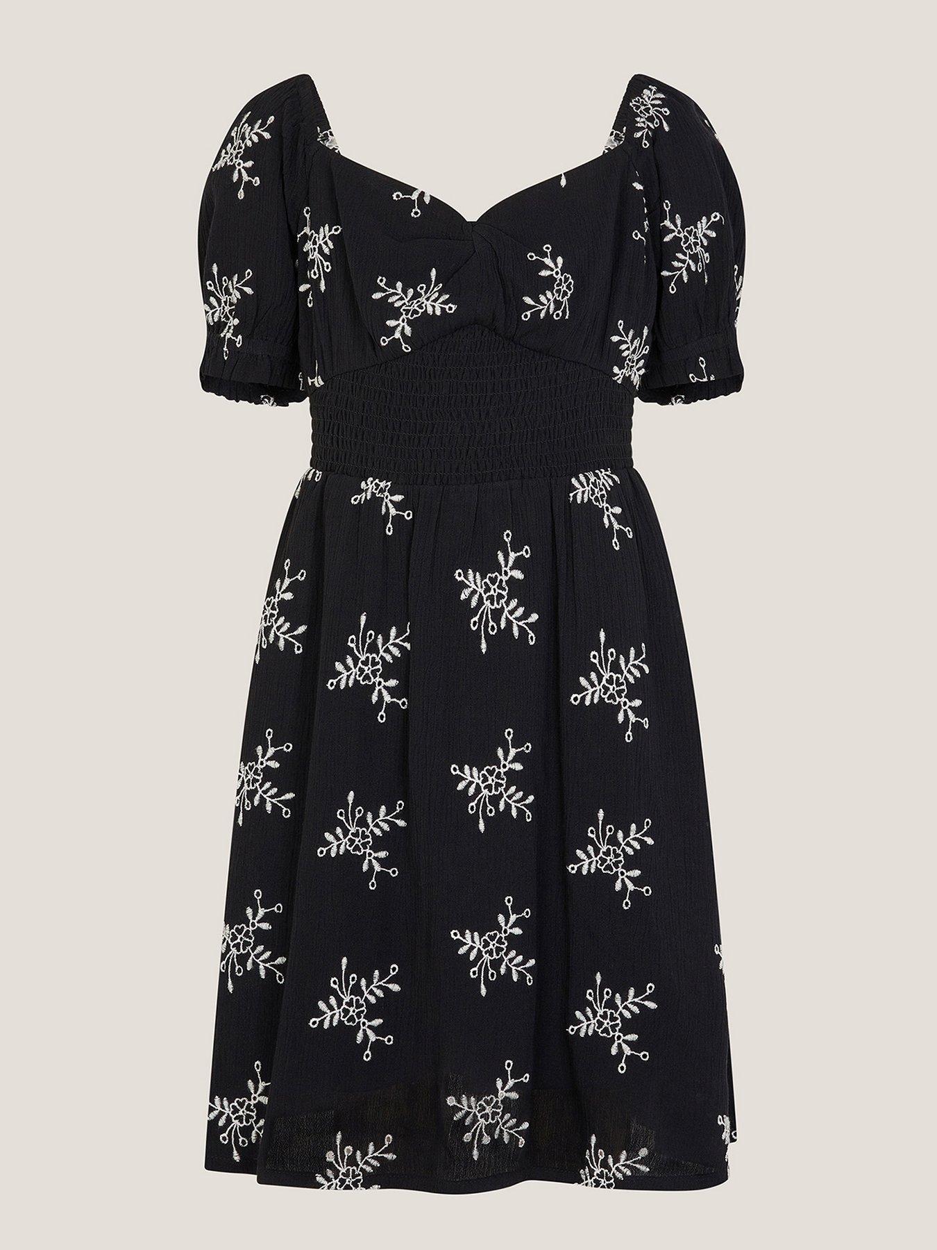 Monsoon Girls Storm Broderie Dress - Black