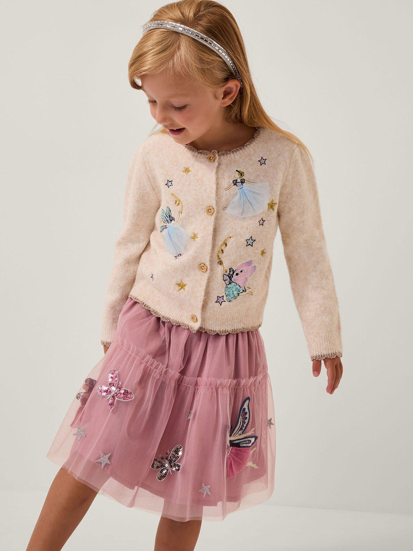 Monsoon Girls Acrobat Fairy Embroidered Cardigan - Beige