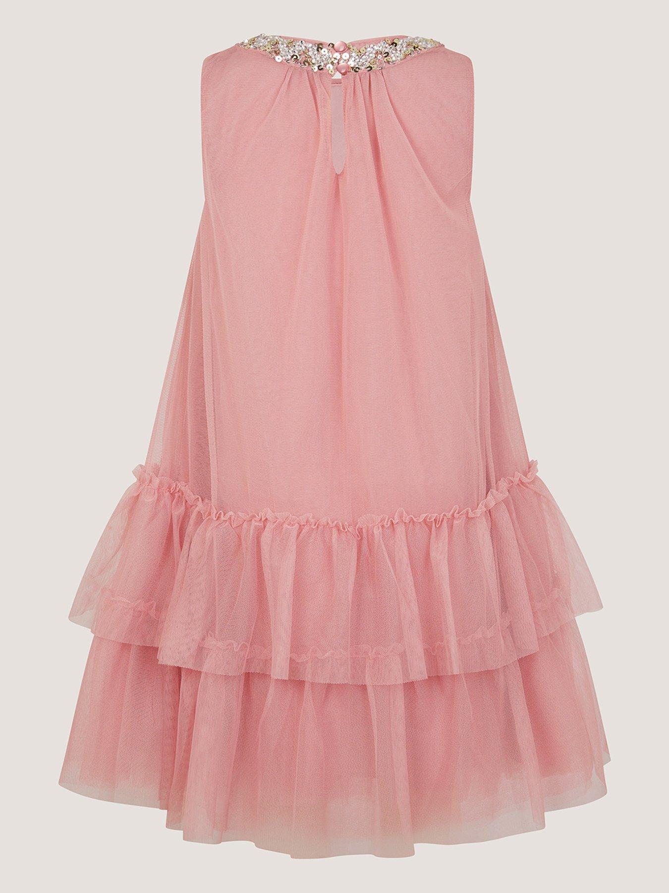 Image 2 of 3 of Monsoon Girls Sequin Alex Swing Dress - Pink