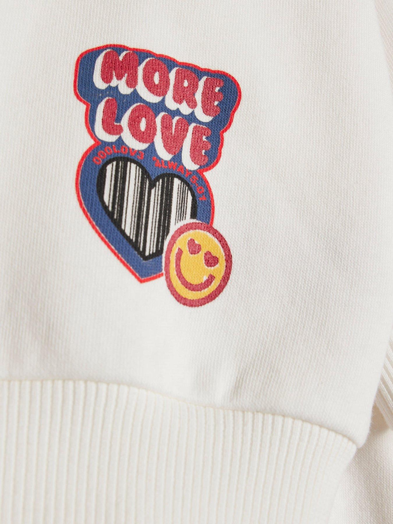 Image 4 of 5 of River Island Mini Girls Rainbow Badged Sweatshirt Set - Cream