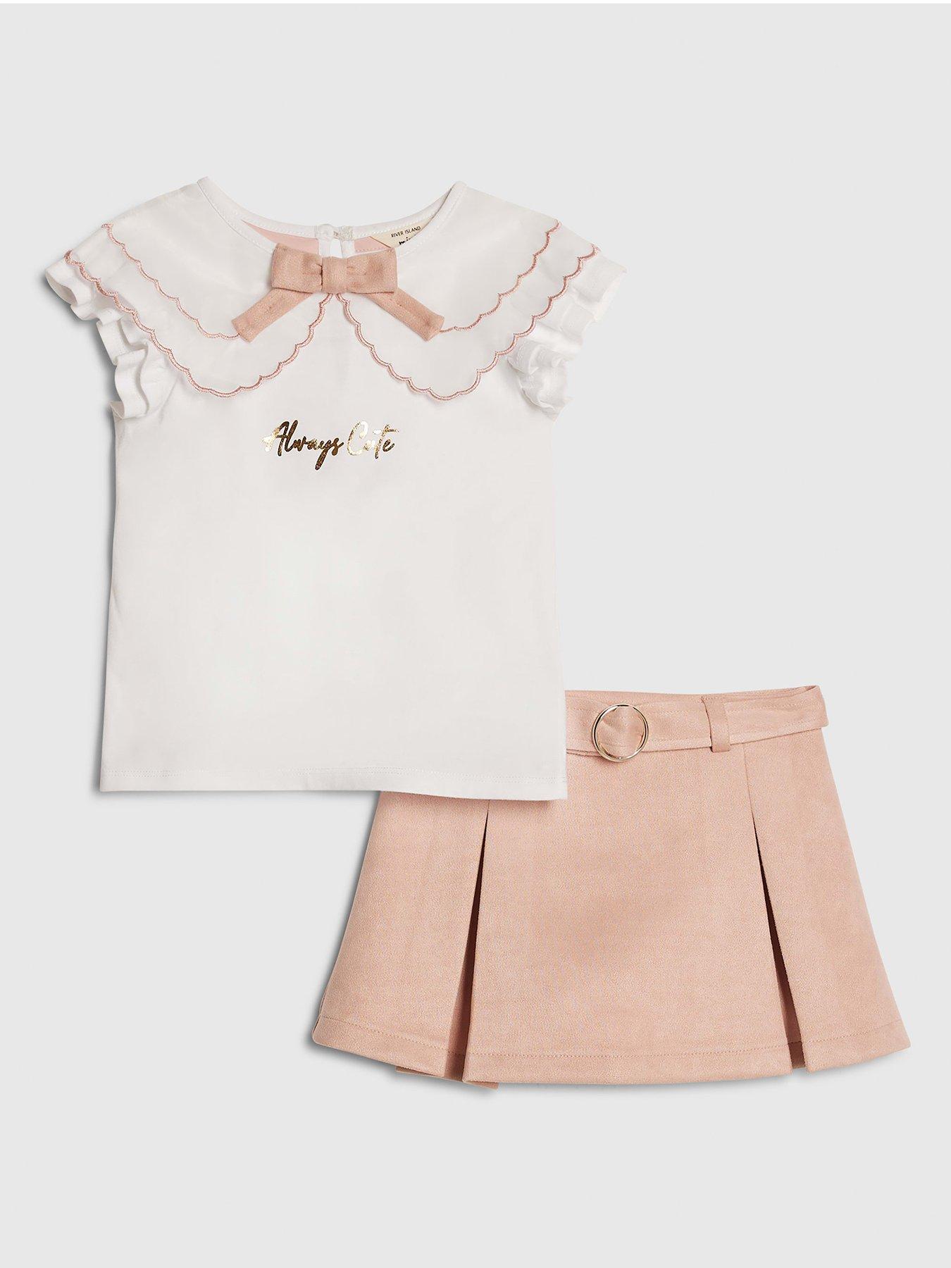 river-island-mini-girls-collar-suede-skort-set-pinkfront