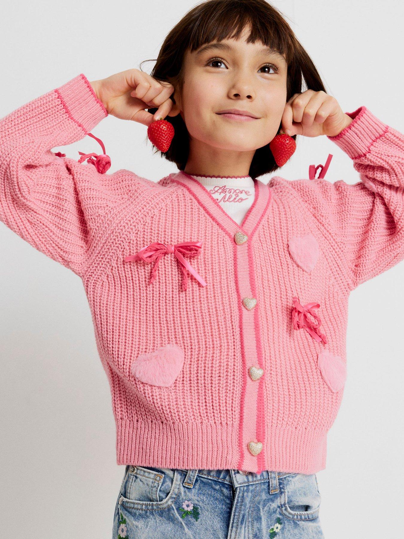 river-island-older-girls-3d-heart-bows-cardigan-pinkfront