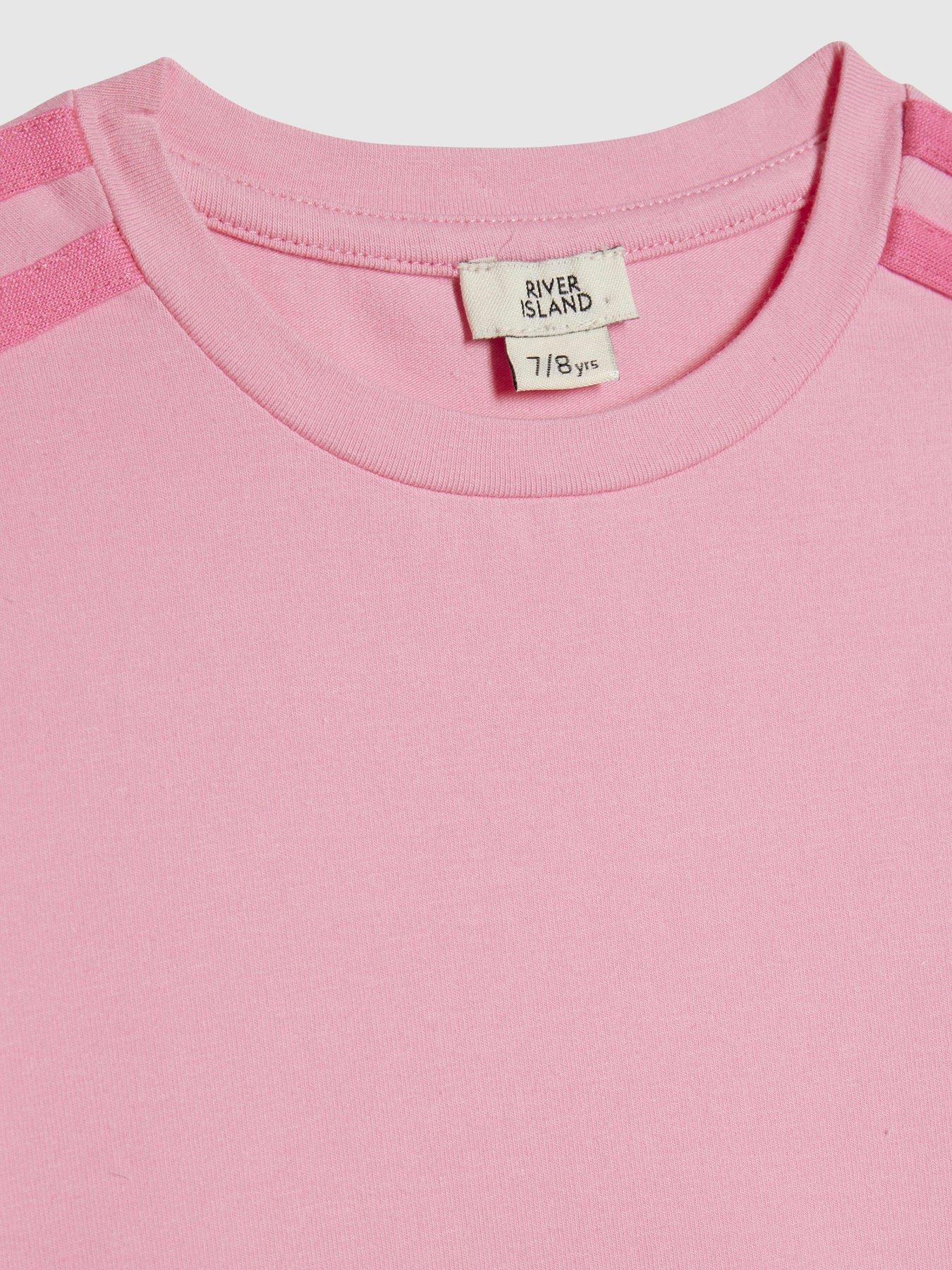 Image 3 of 4 of River Island Older Girls Side Stripe Waistband Top - Pink