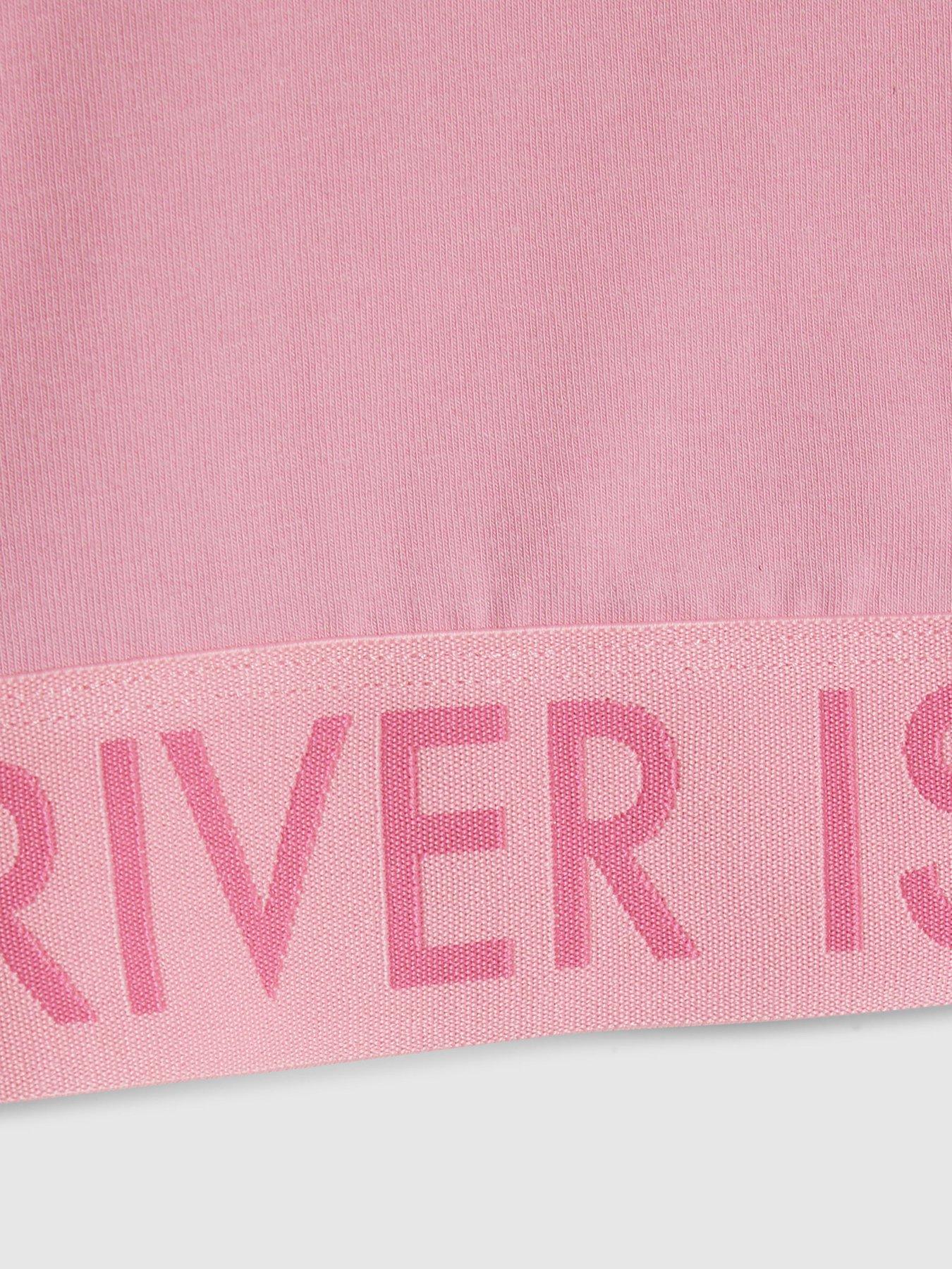 Image 4 of 4 of River Island Older Girls Side Stripe Waistband Top - Pink